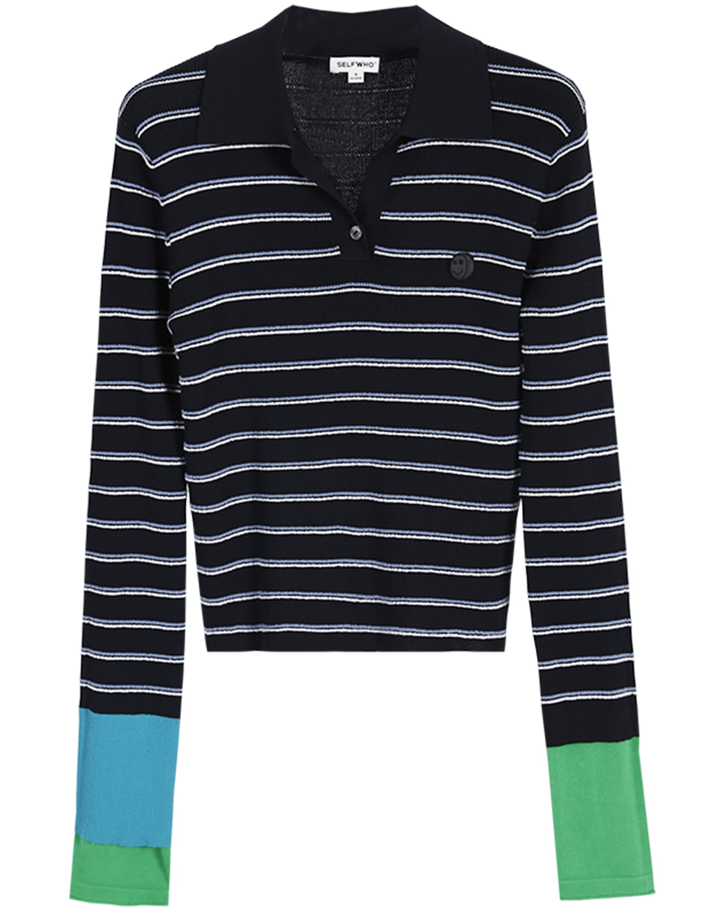 Black Striped Polo Shirt Slim Fit V-Neck Bottoming Shirt