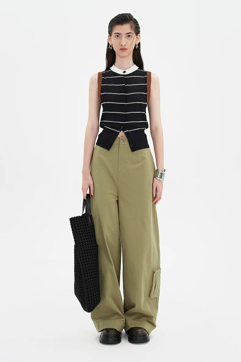 SELFWHO Knitted Striped Waistcoat Vest (Size runs small) Recommend ordering one size up