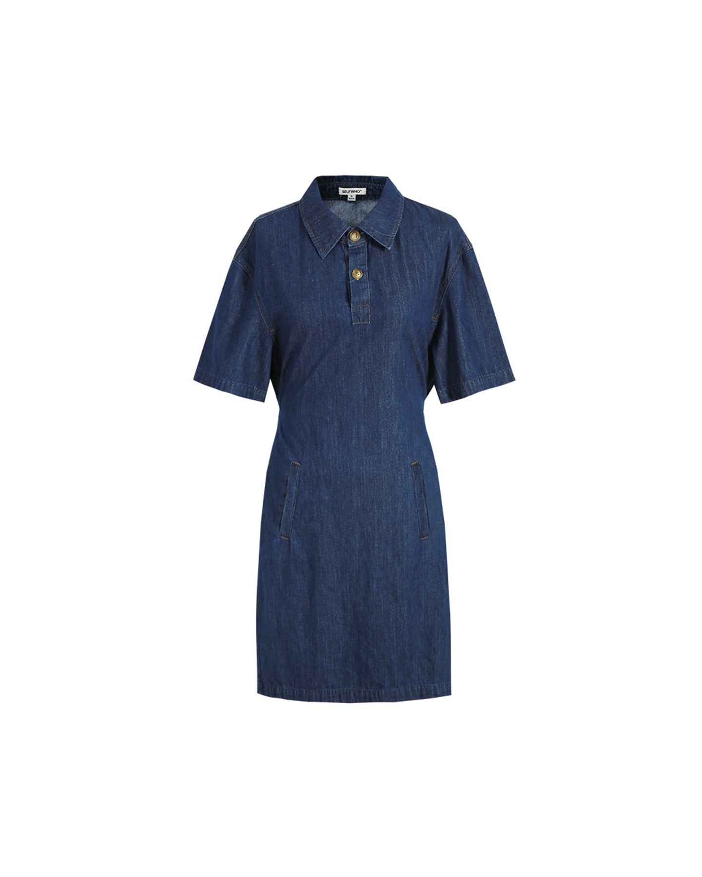 Navy blue cotton denim dress
