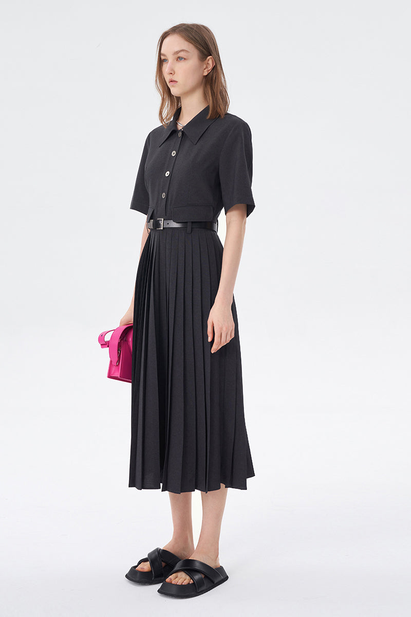 SELFWHO Spring High Waist Slim Commuter Dress