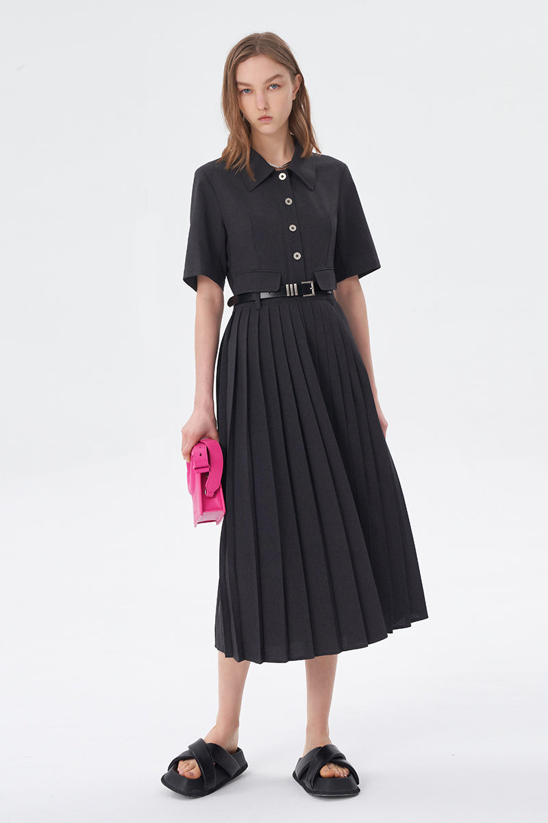 SELFWHO Spring High Waist Slim Commuter Dress