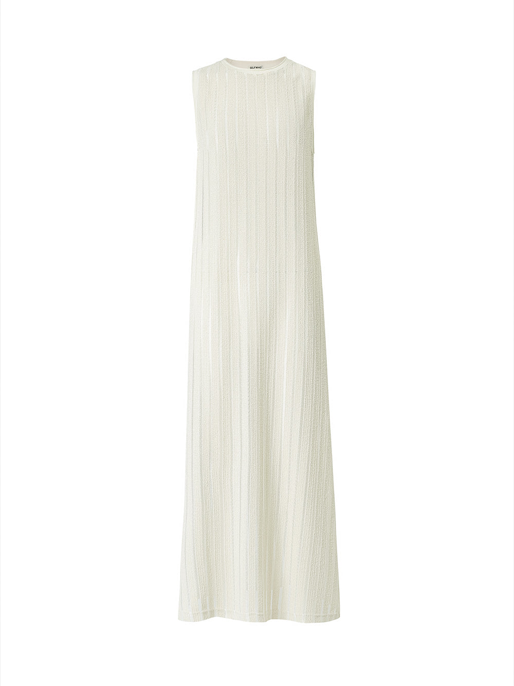 SELFWHO Apricot Sleeveless Round Neck Loose Dress