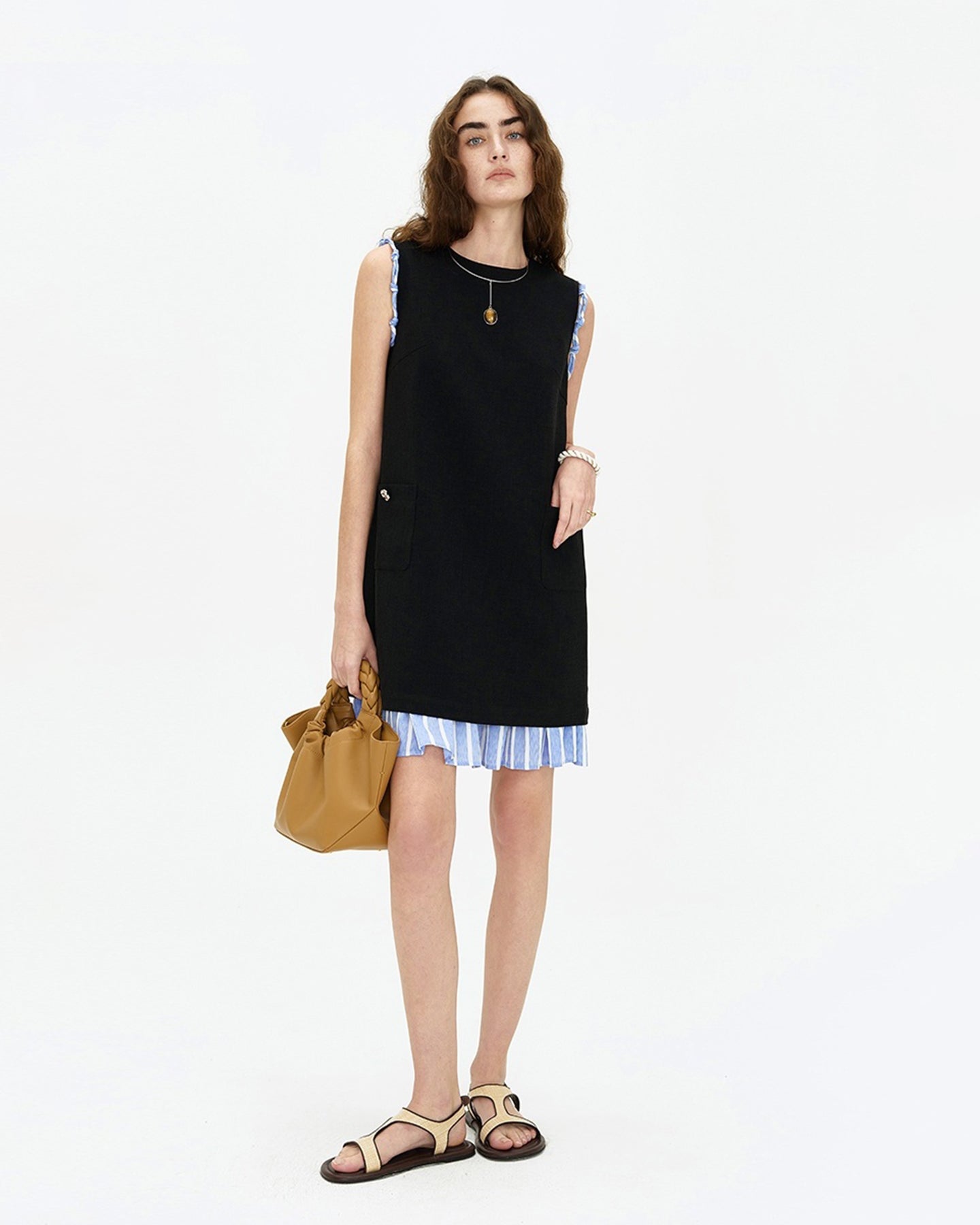 Contrast Color Stitching Fake Two-Piece Dress