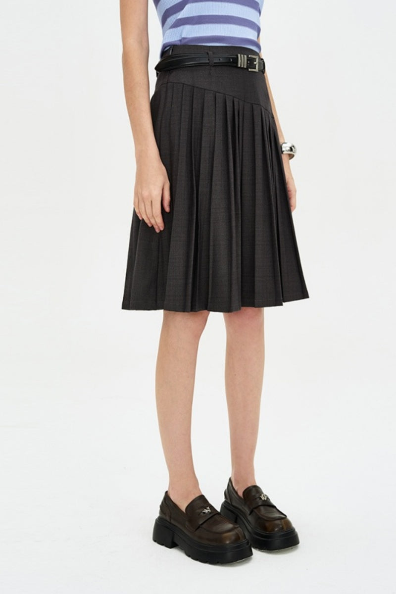 SELFWHO Low-waist drape temperament pleated skirt