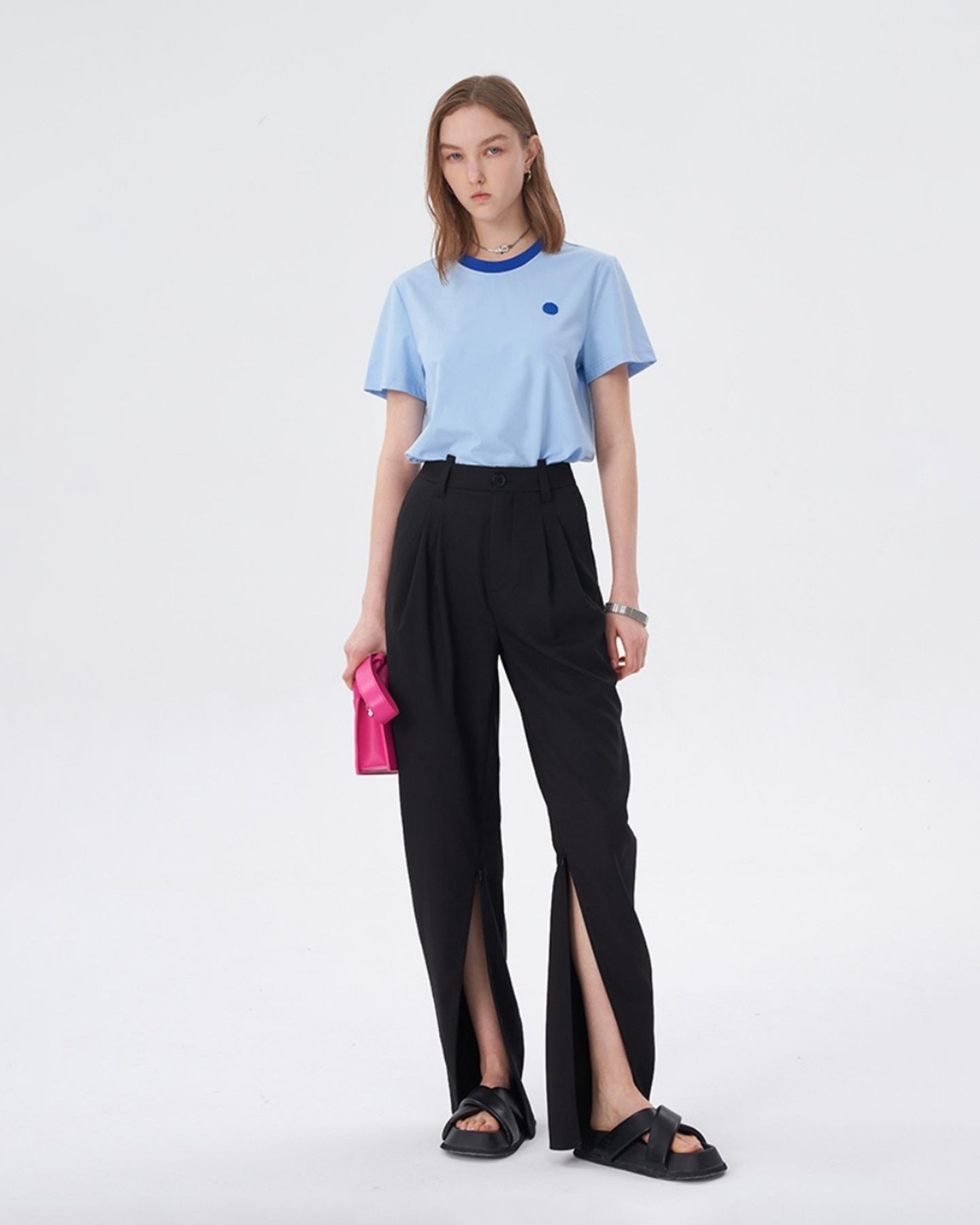 Pink Slim Design Short-Sleeved T-Shirt