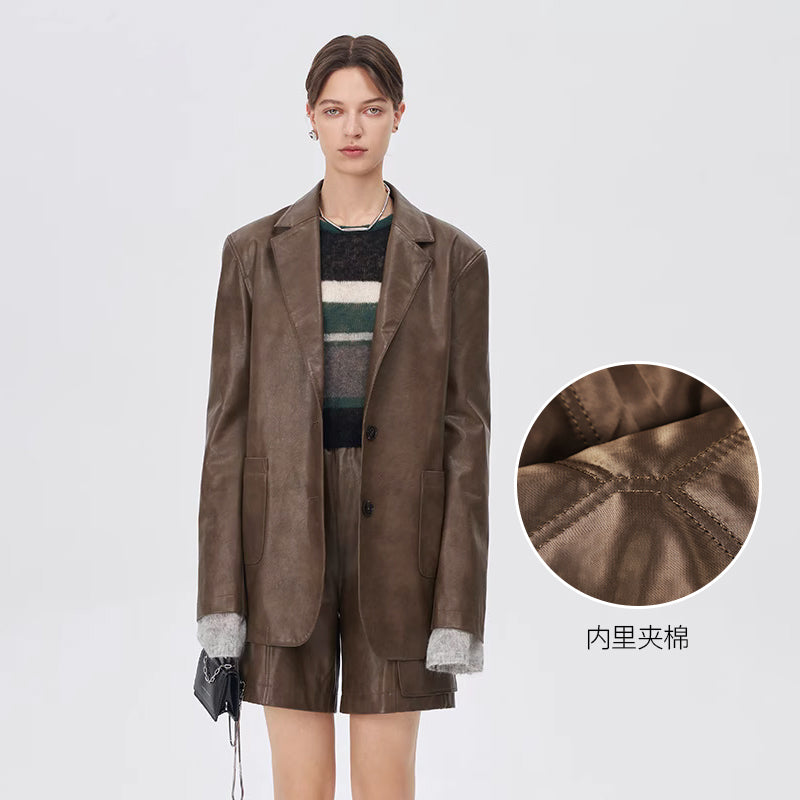 Brown American Retro Leather Jacket