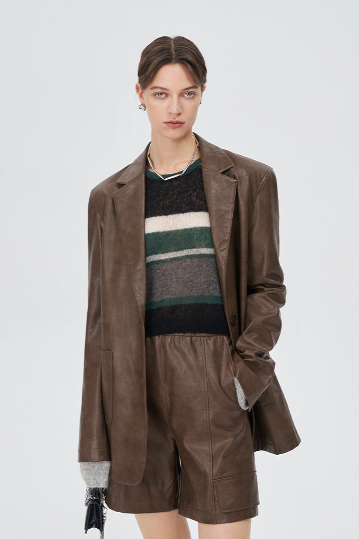 Brown American Retro Leather Jacket
