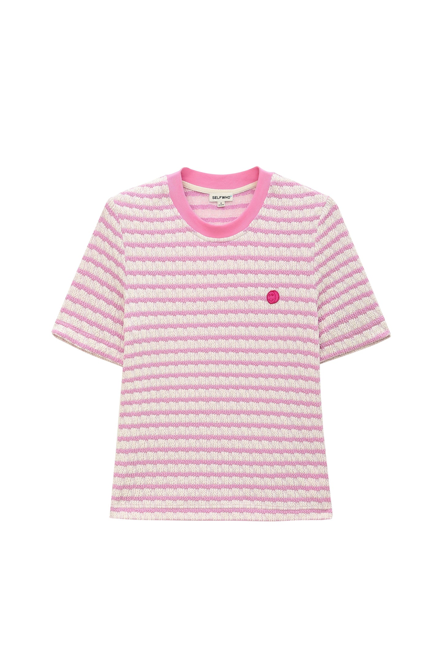 SELFWHO Short Sleeve Blue Striped Top