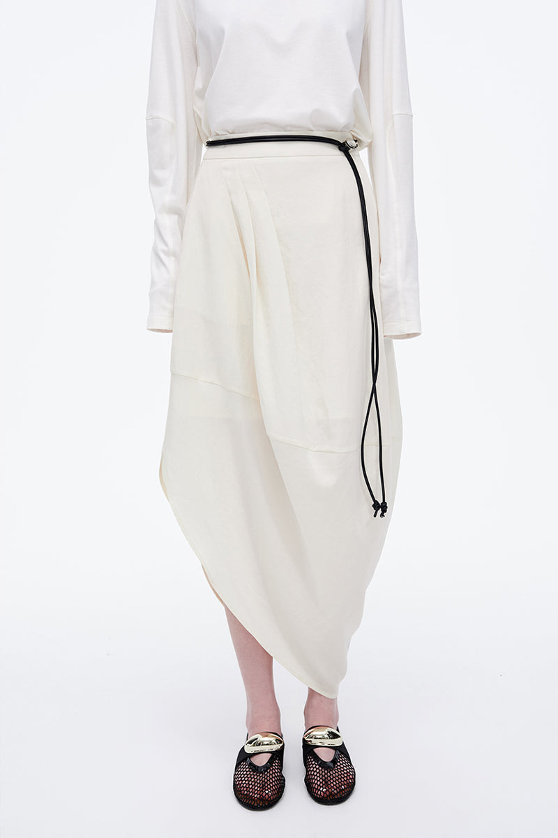 SELFWHO Lyocell Blend Asymmetric Bud Skirt
