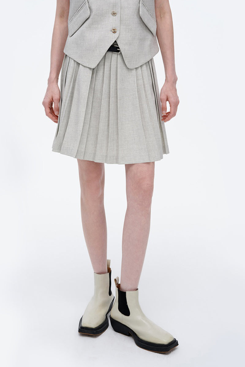 SELFWHO Classic All-Match Pleated Miniskirt