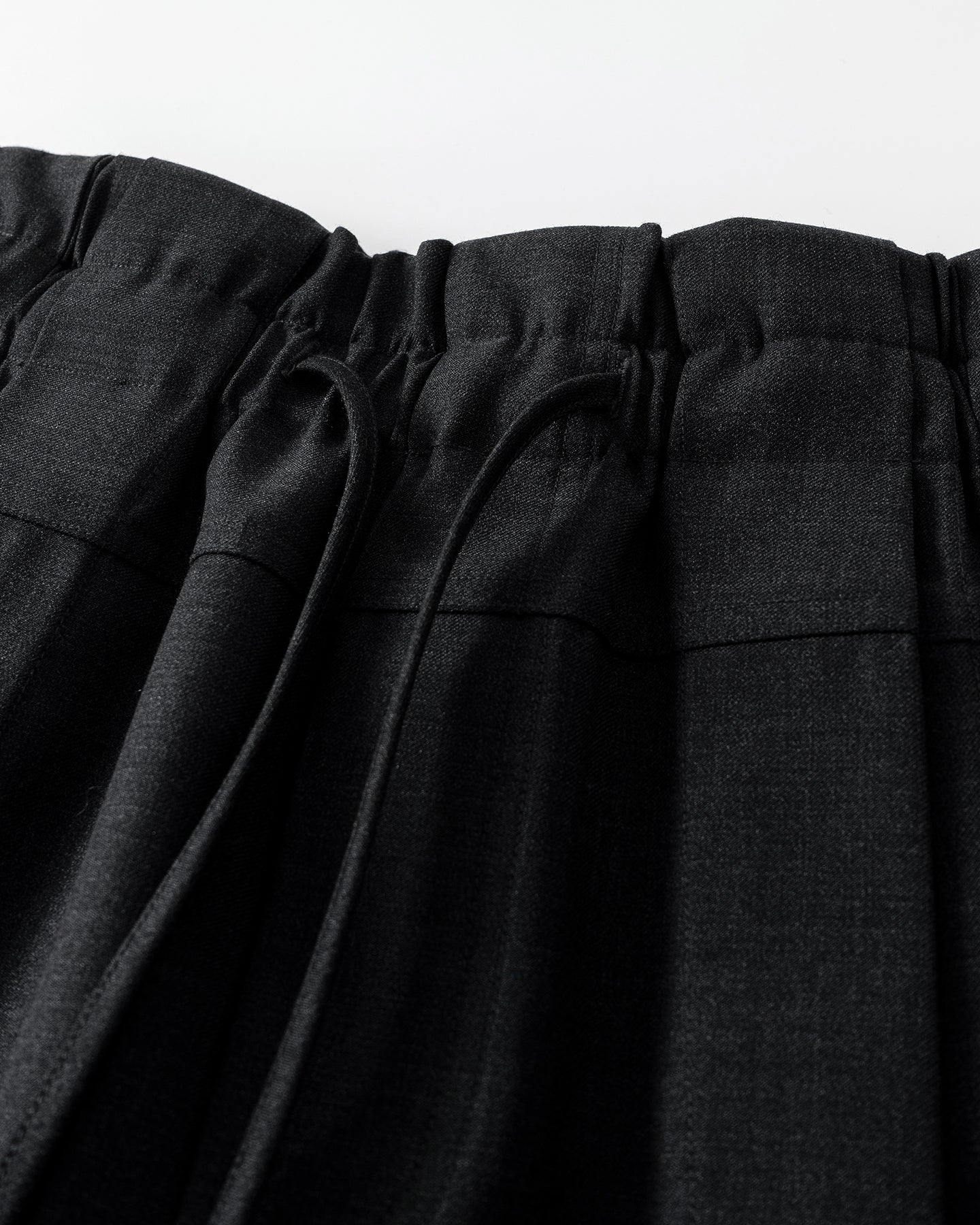 Wool-Blend Pencil Skirt with Wide Waistband and Drawstring