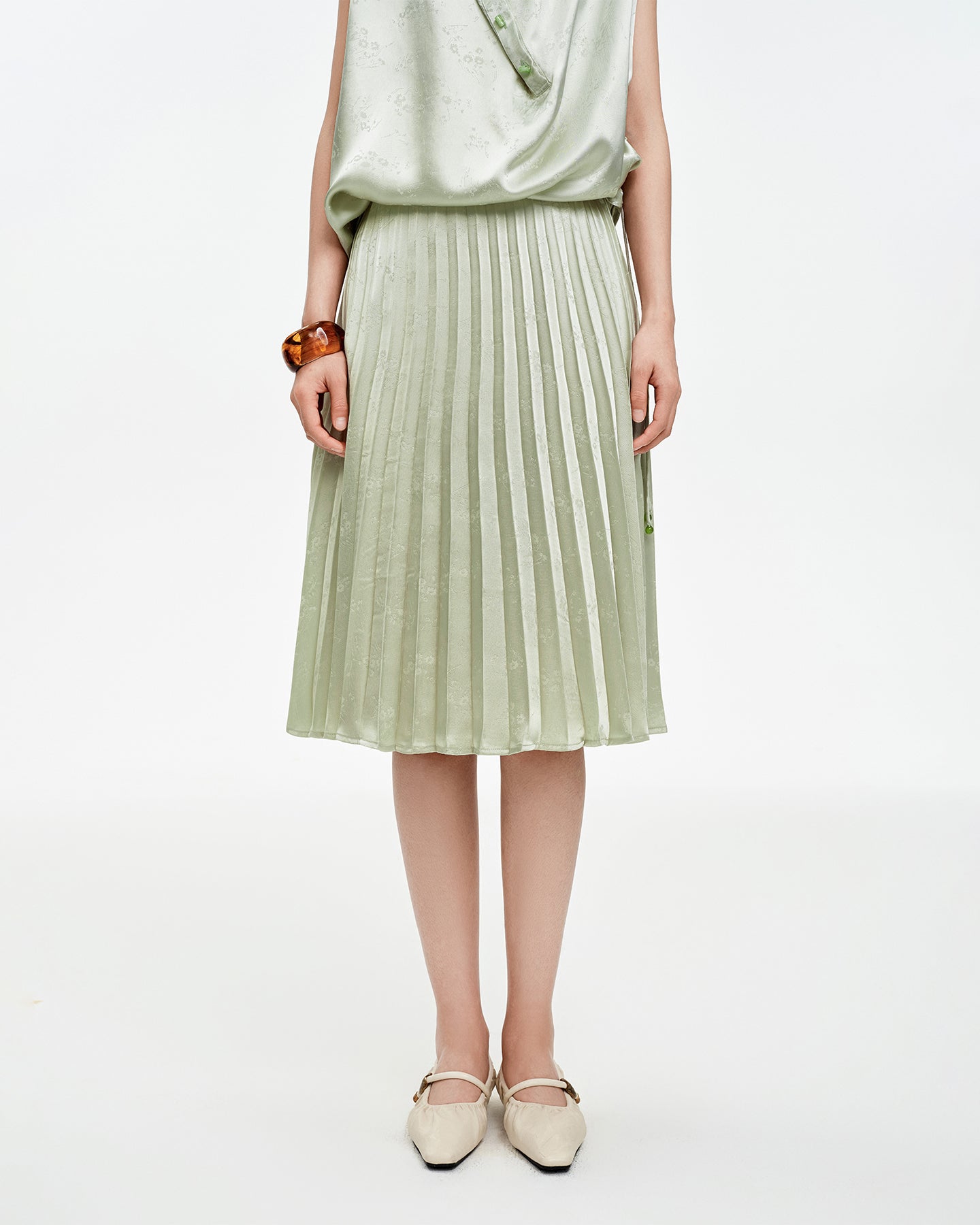 New Chinese Style Satin A-Line Skirt