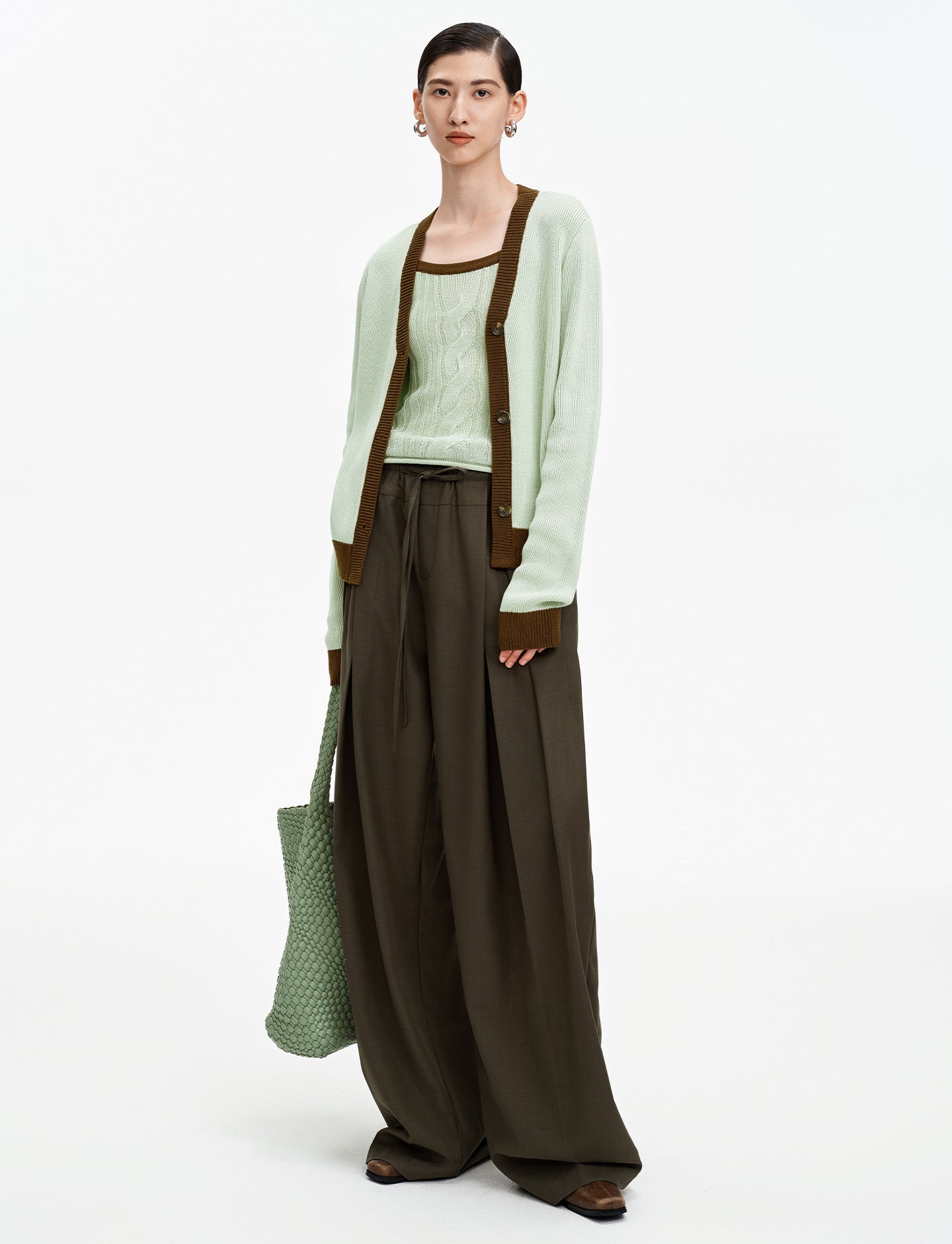 Tencel and linen blend knitted cardigan