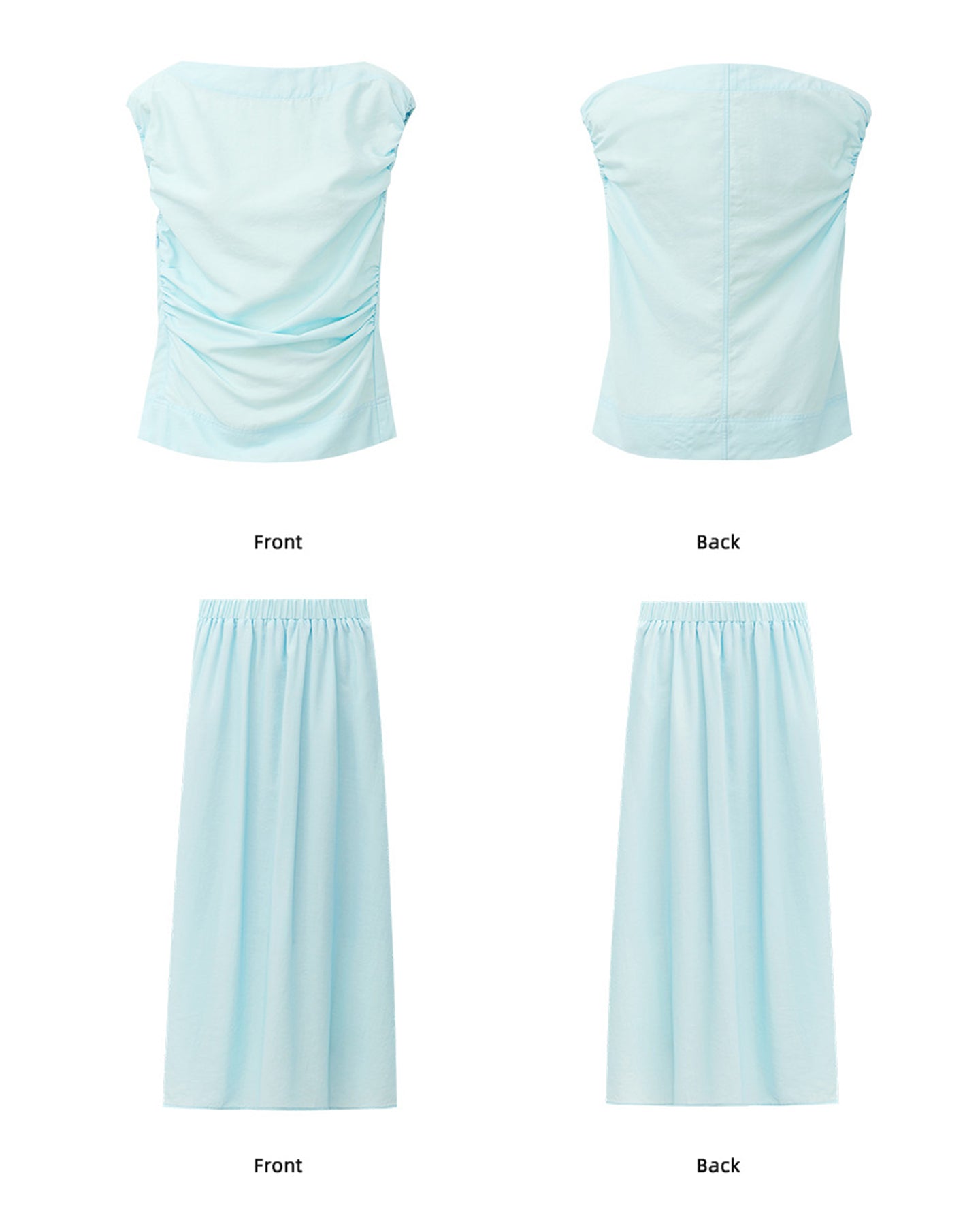 Cotton-Blend Shirred Vest and Skirt