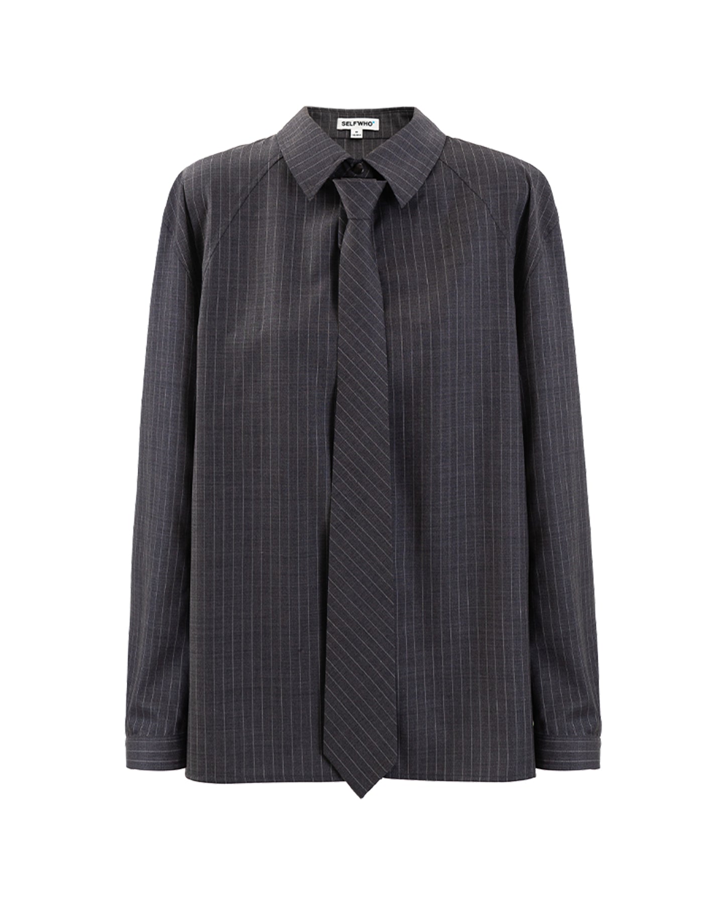 Sheep Wool Blend Grey Striped Shirt