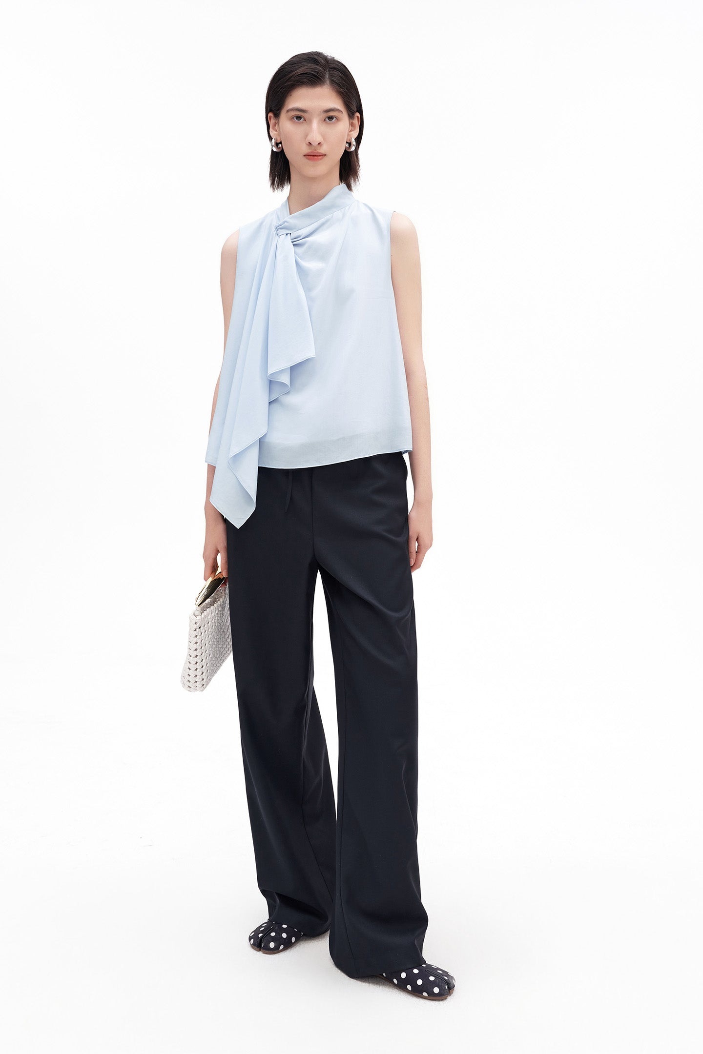 Sheep's Wool Blend Straight-Leg Casual Trousers