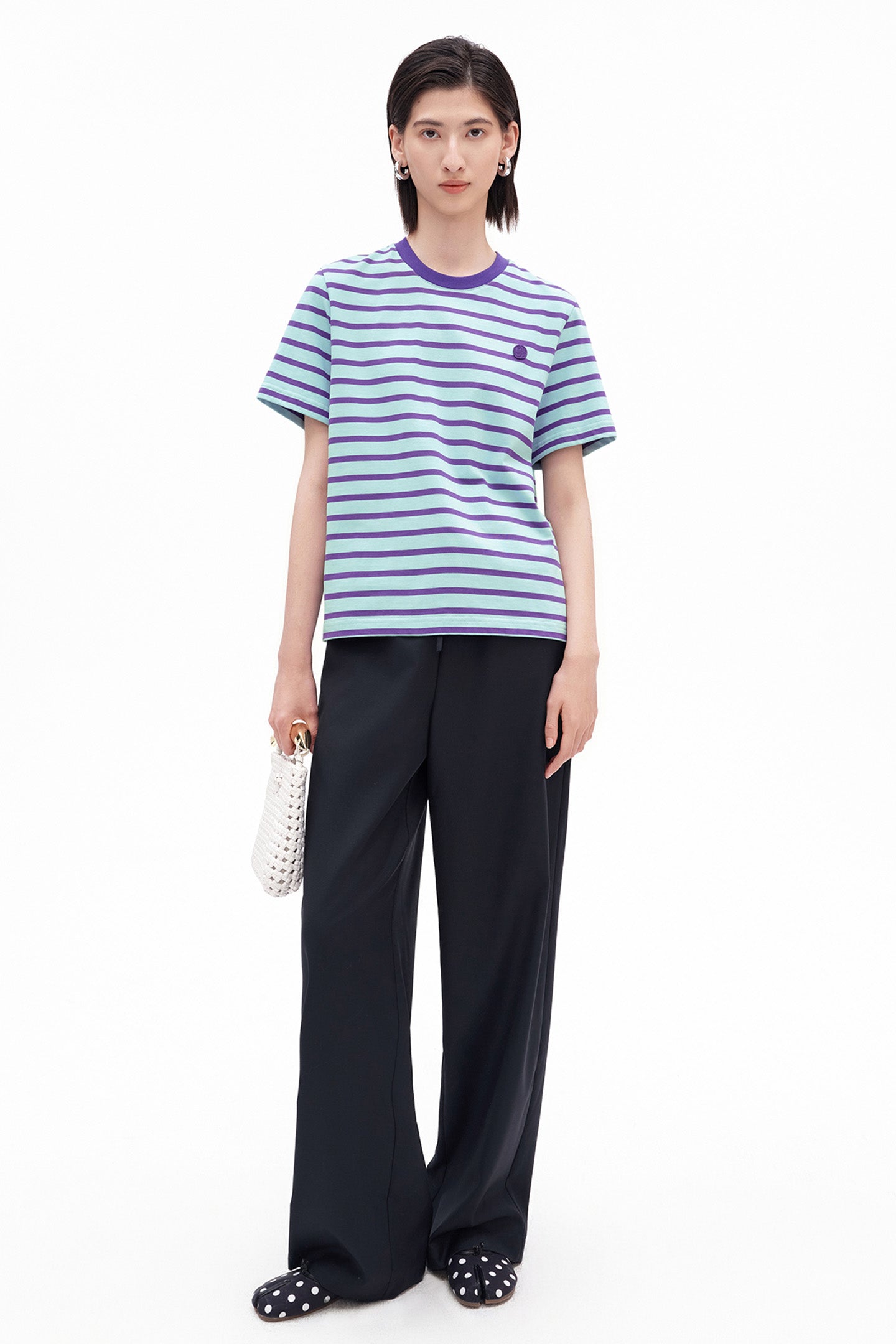 Sheep's Wool Blend Straight-Leg Casual Trousers