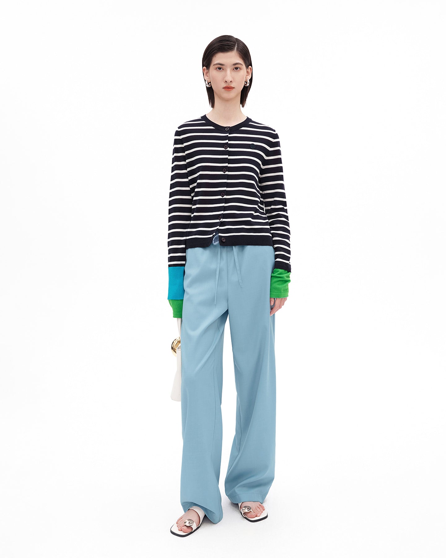 Sheep's Wool Blend Straight-Leg Casual Trousers