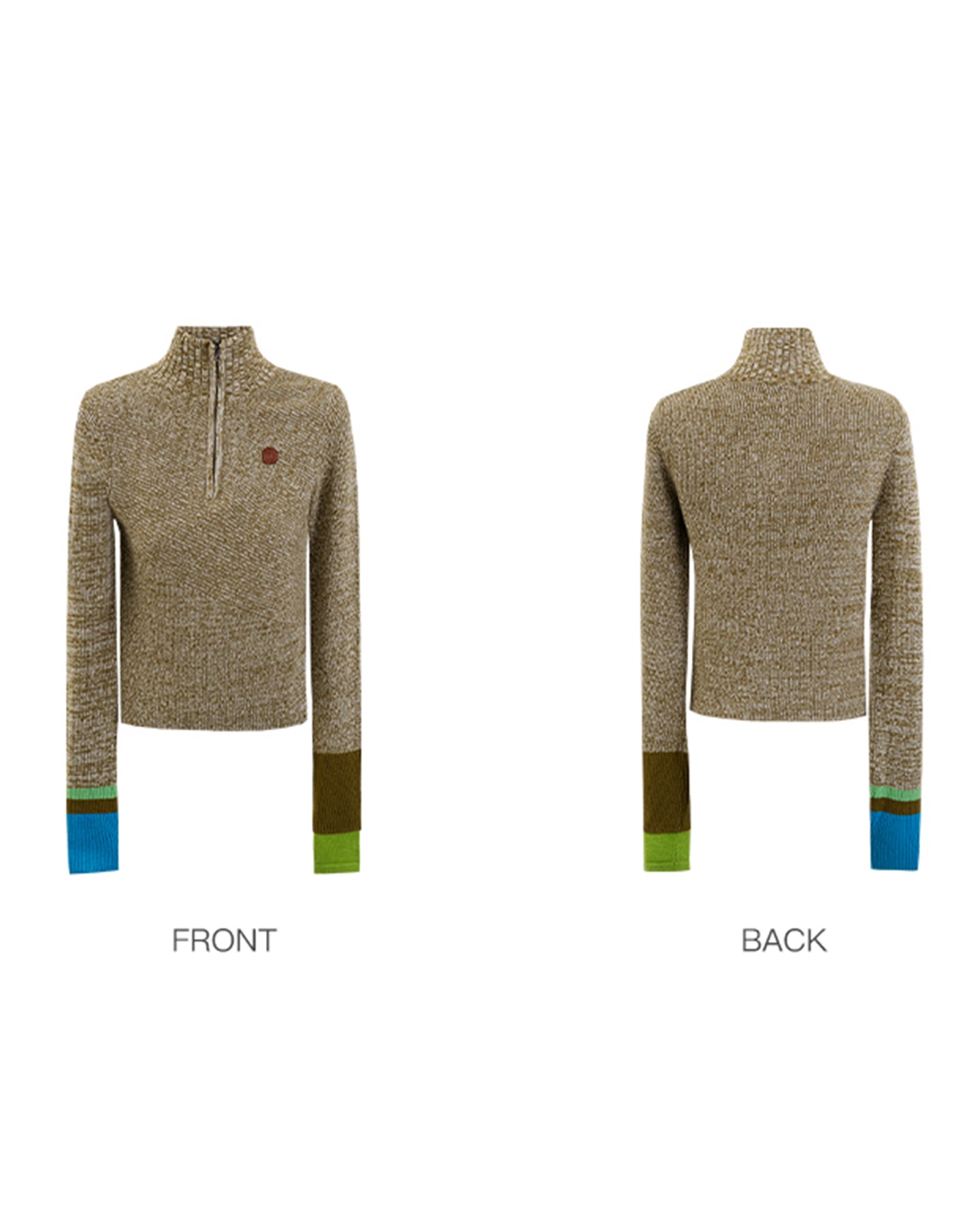 Wool Blend Half Turtleneck Zip-UP Sweater
