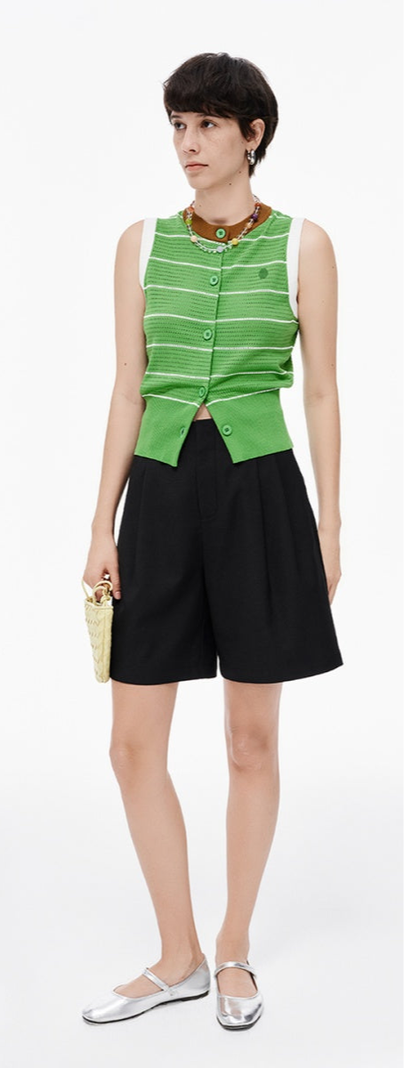 Knitted Striped Waistcoat Vest