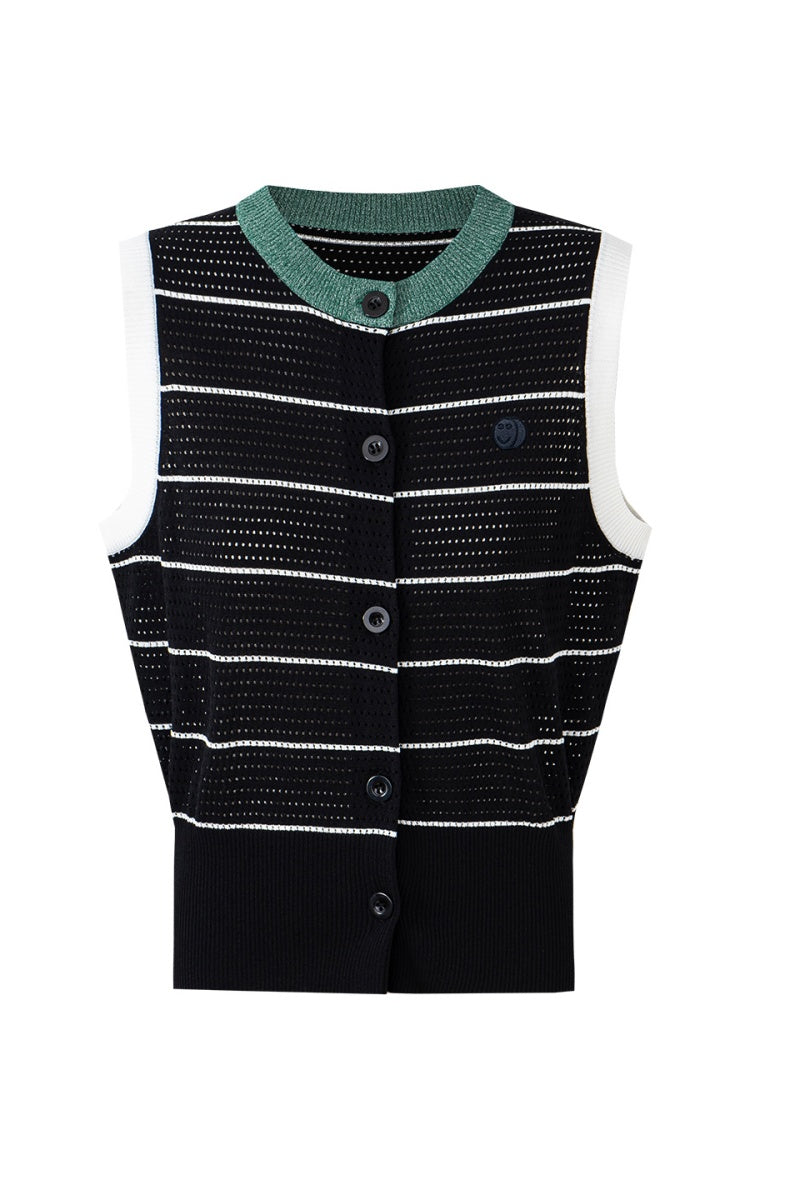SELFWHO Knitted Striped Waistcoat Vest (Size runs small) Recommend ordering one size up