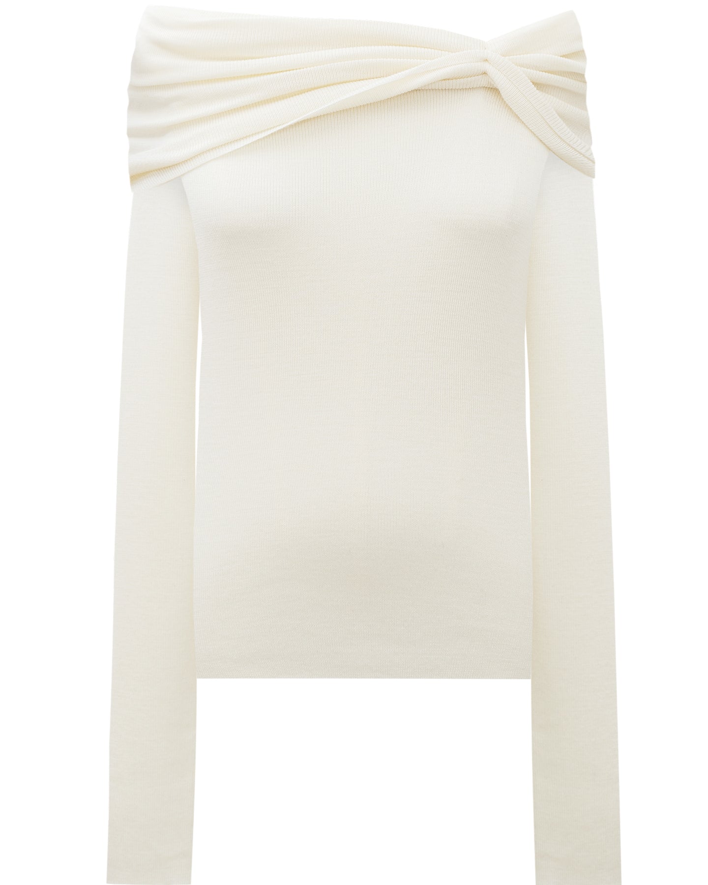 Merino Wool Off-the-Shoulder Knit Sweater