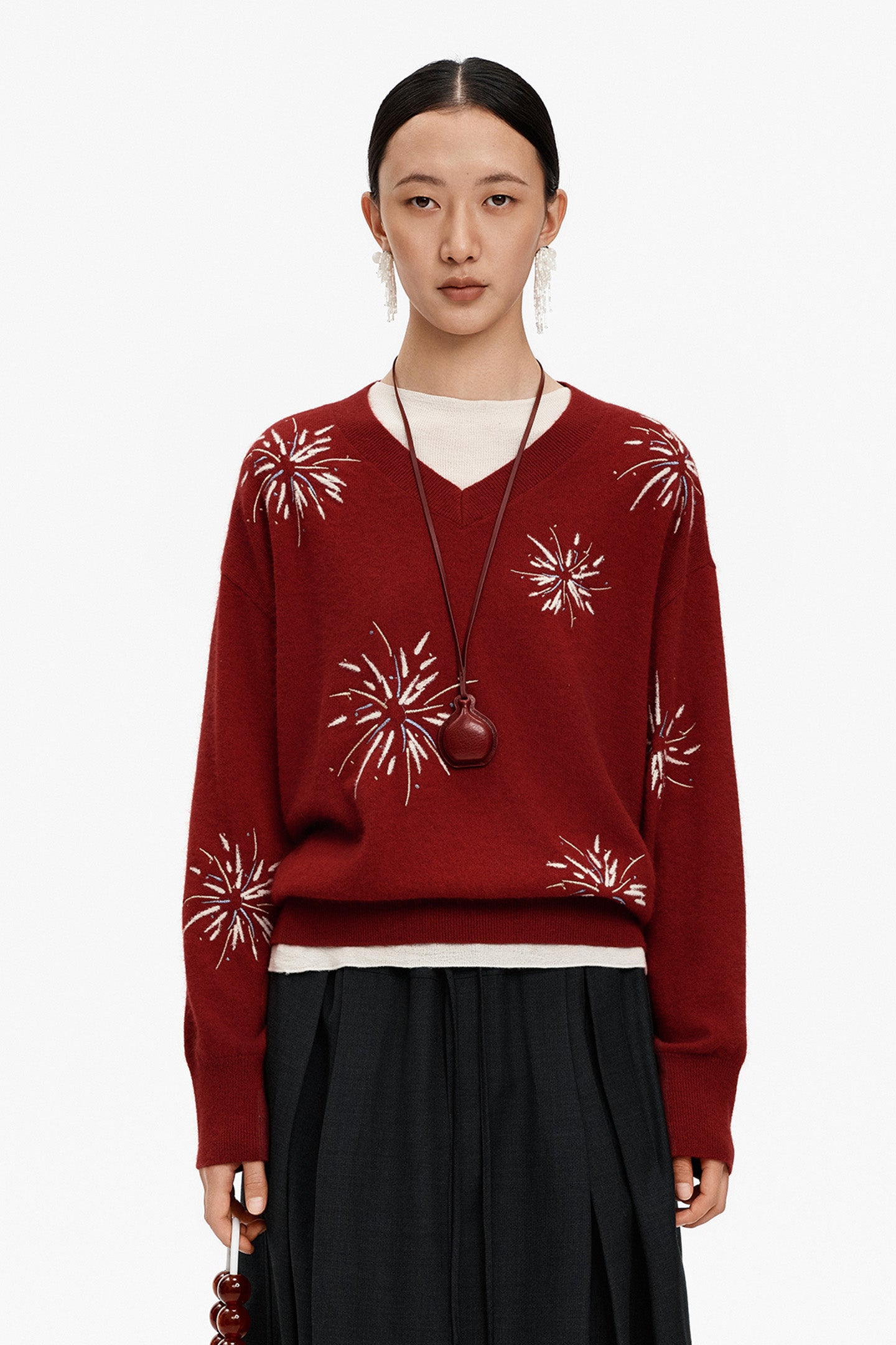 Rabbit and wool blend knitted sweater