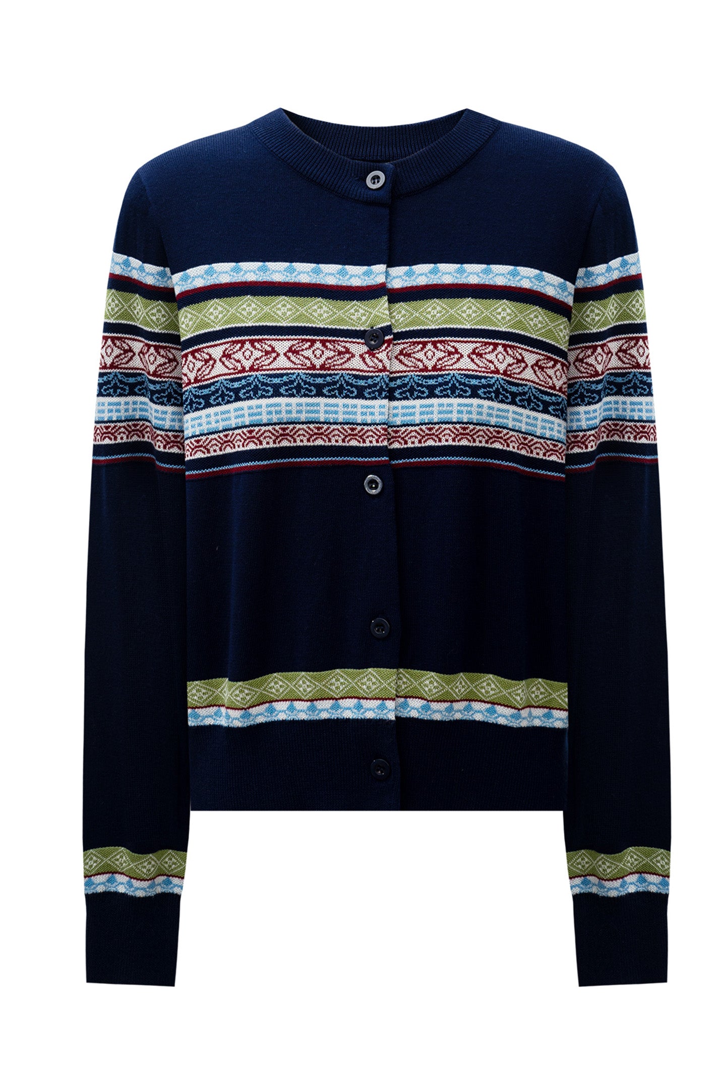 Tencel and merino wool blend striped cardigan