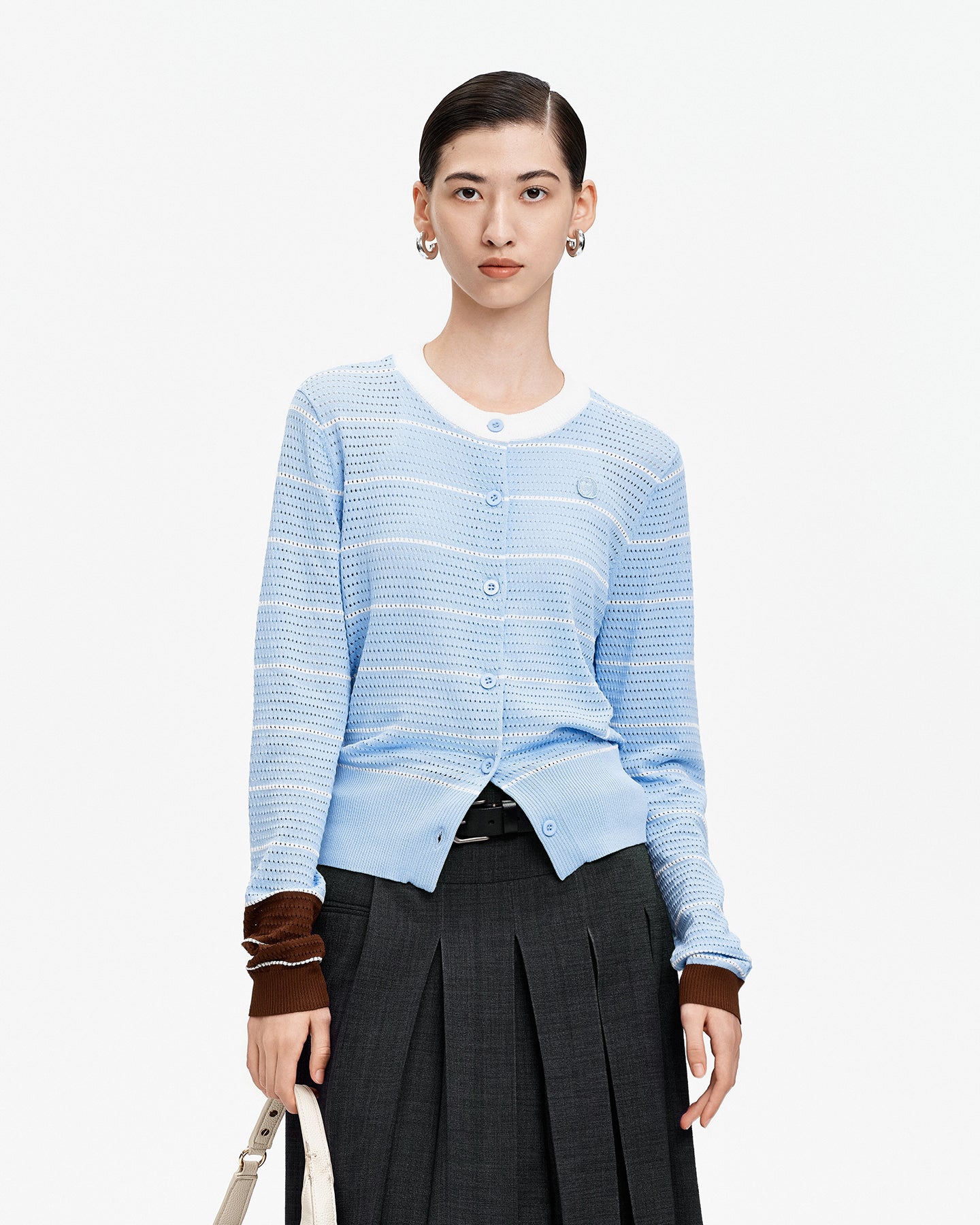 Openwork Striped Knit Sweater