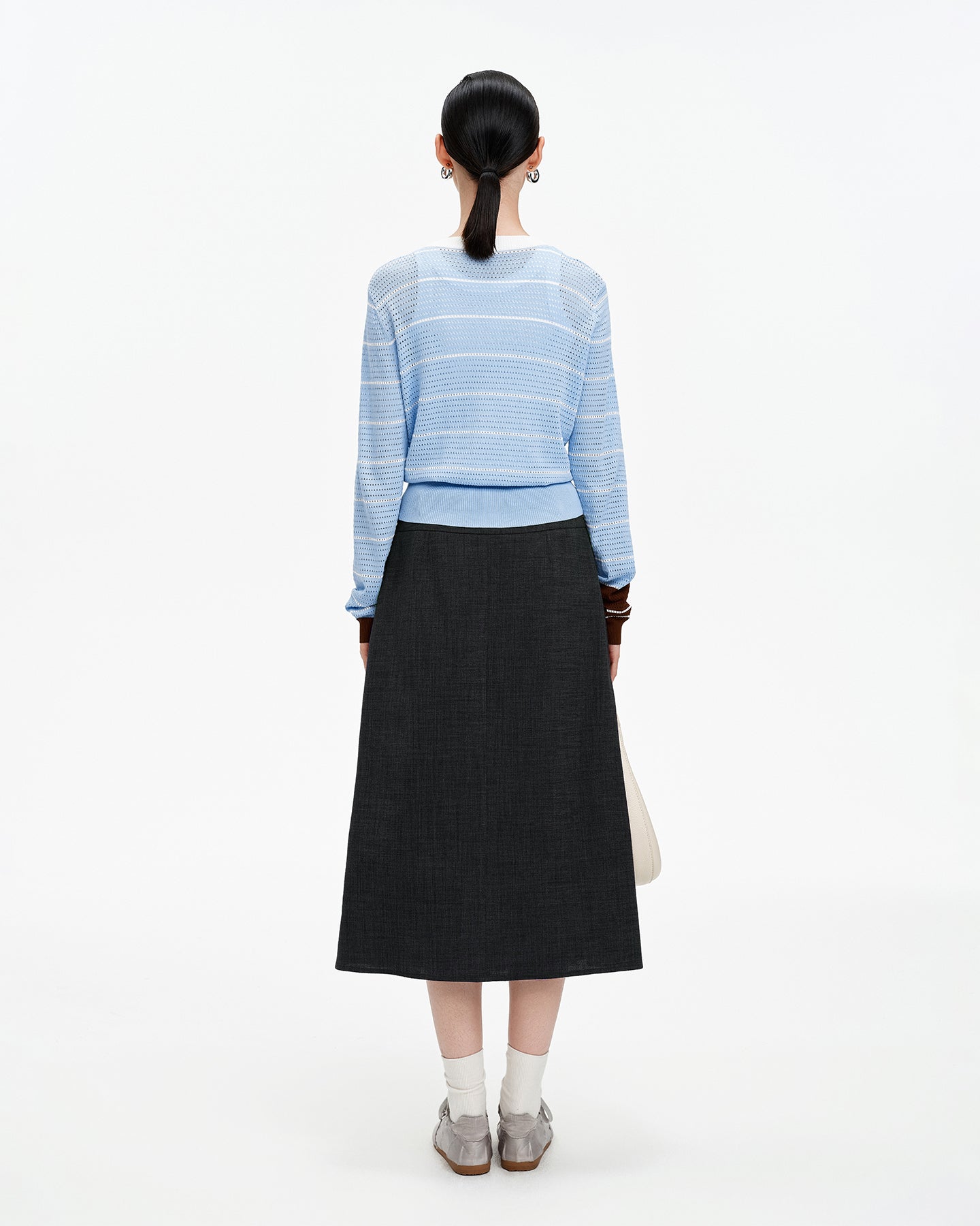 Openwork Striped Knit Sweater