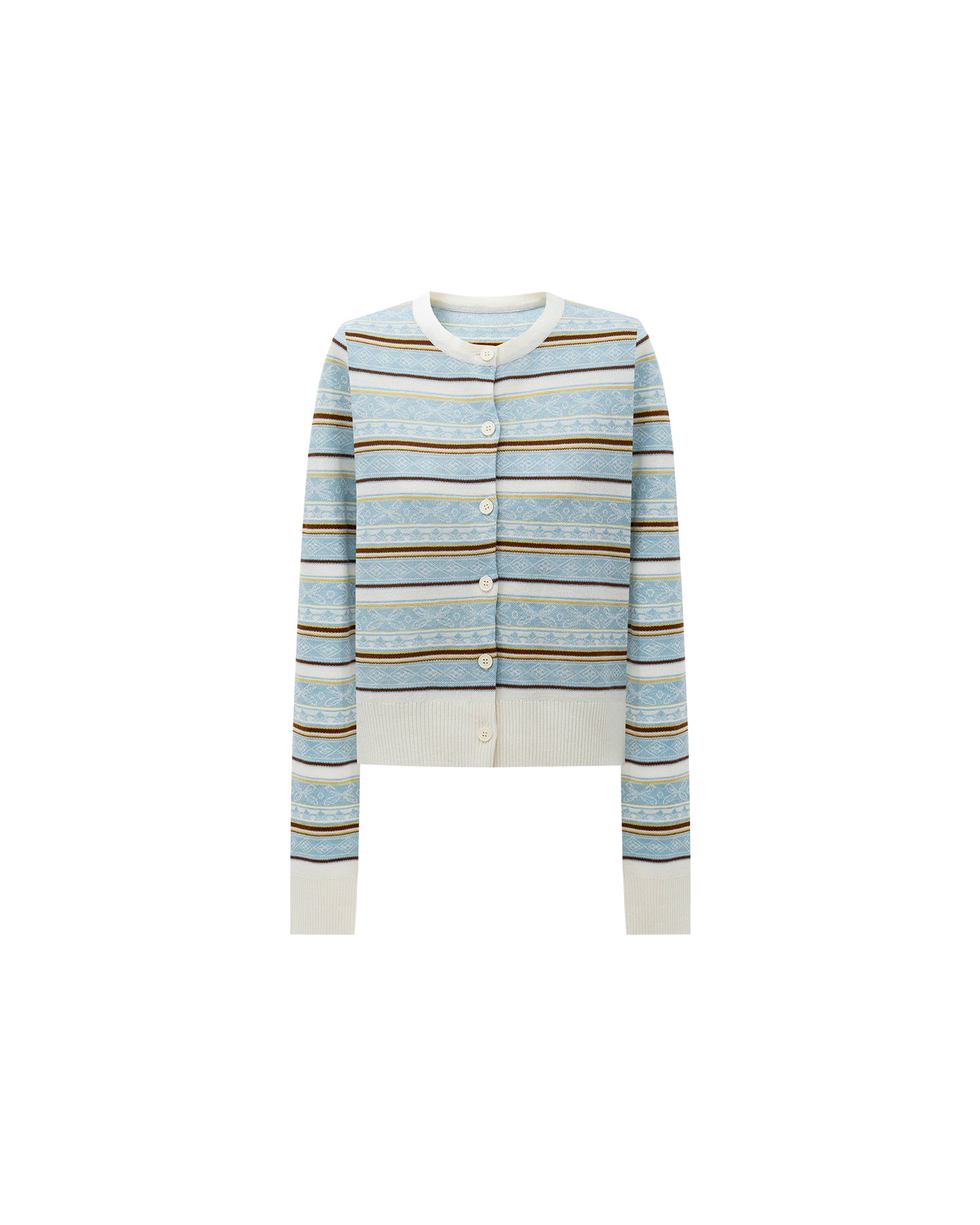 Sheep Wool Blend Striped Cardigan Sweater