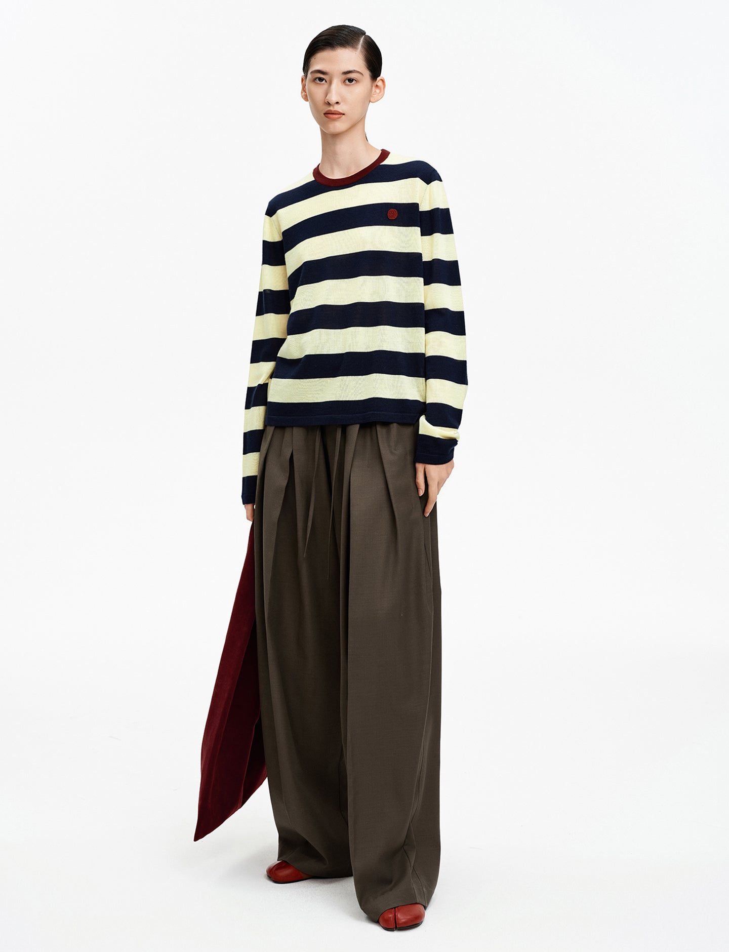 Sheep Wool Color Block Striped Long-Sleeve