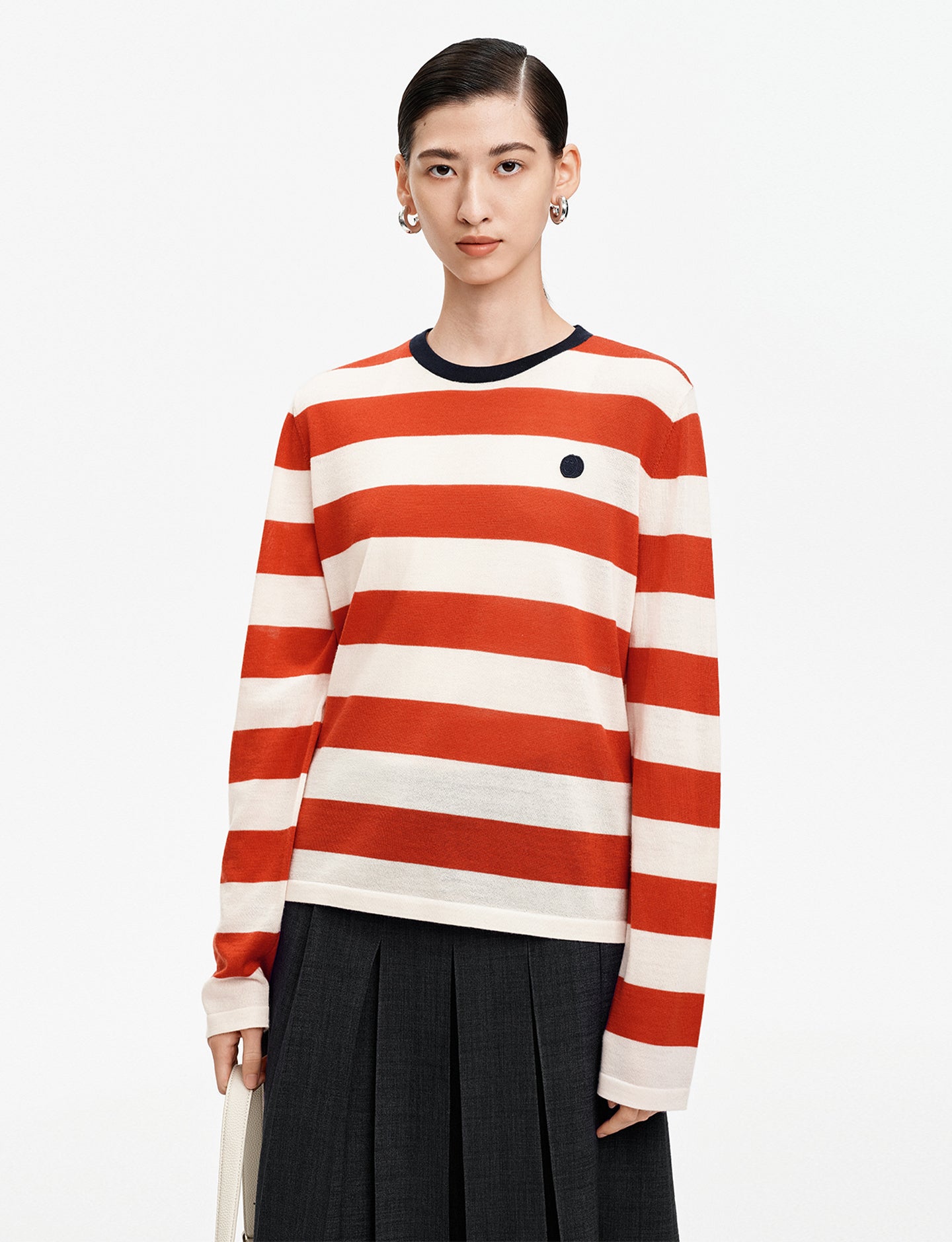Sheep Wool Color Block Striped Long-Sleeve