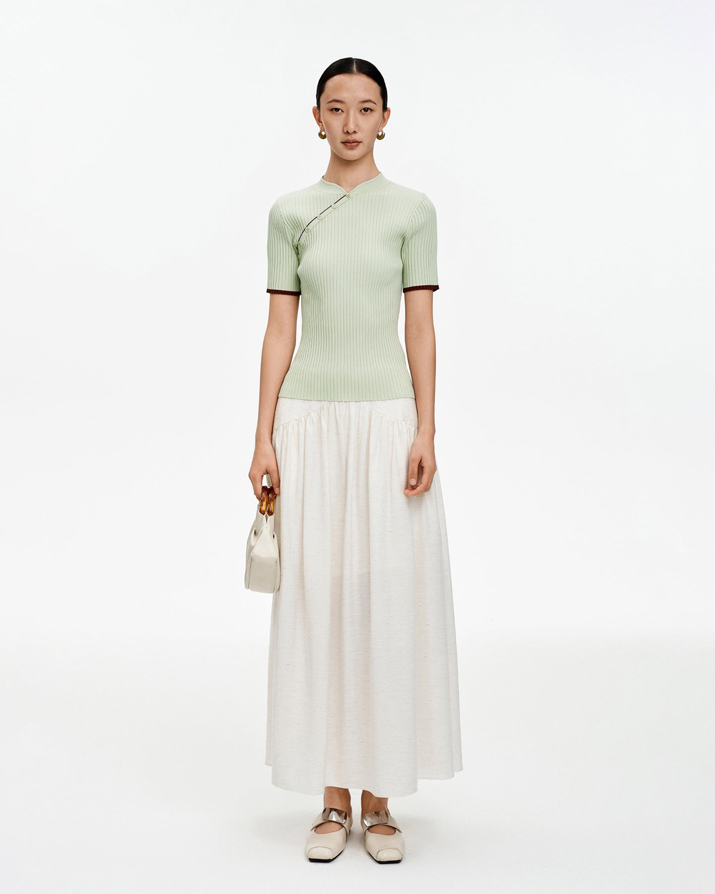 Stand-Collar Slim-Fit T-Shirt with Structured Shoulders
