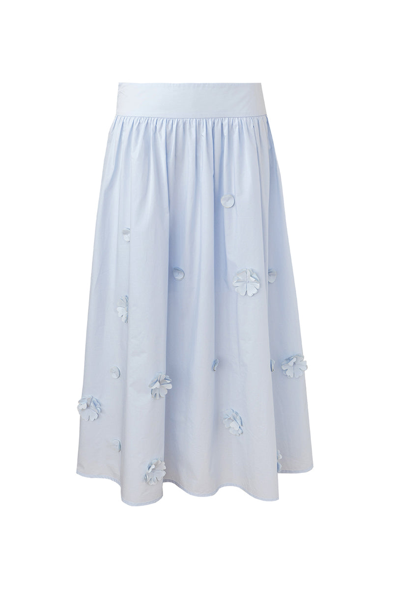 SELFWHO Pure Cotton Detachable Beaded Flower Vest, Skirt Set