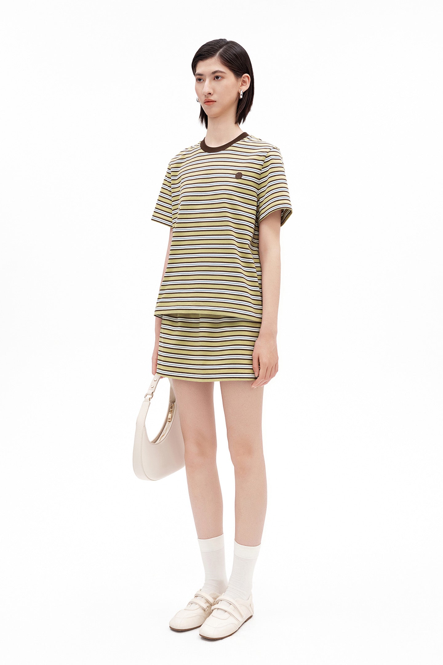 Classic Color-Block Striped A-Line Mini Skirt