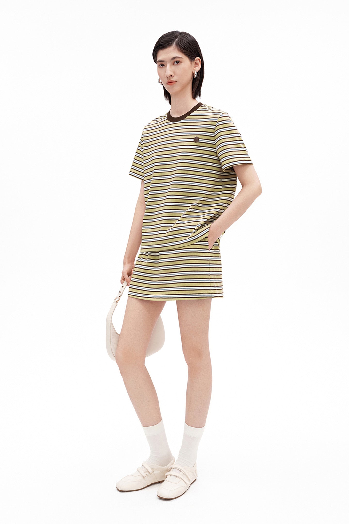 Classic Color-Block Striped A-Line Mini Skirt