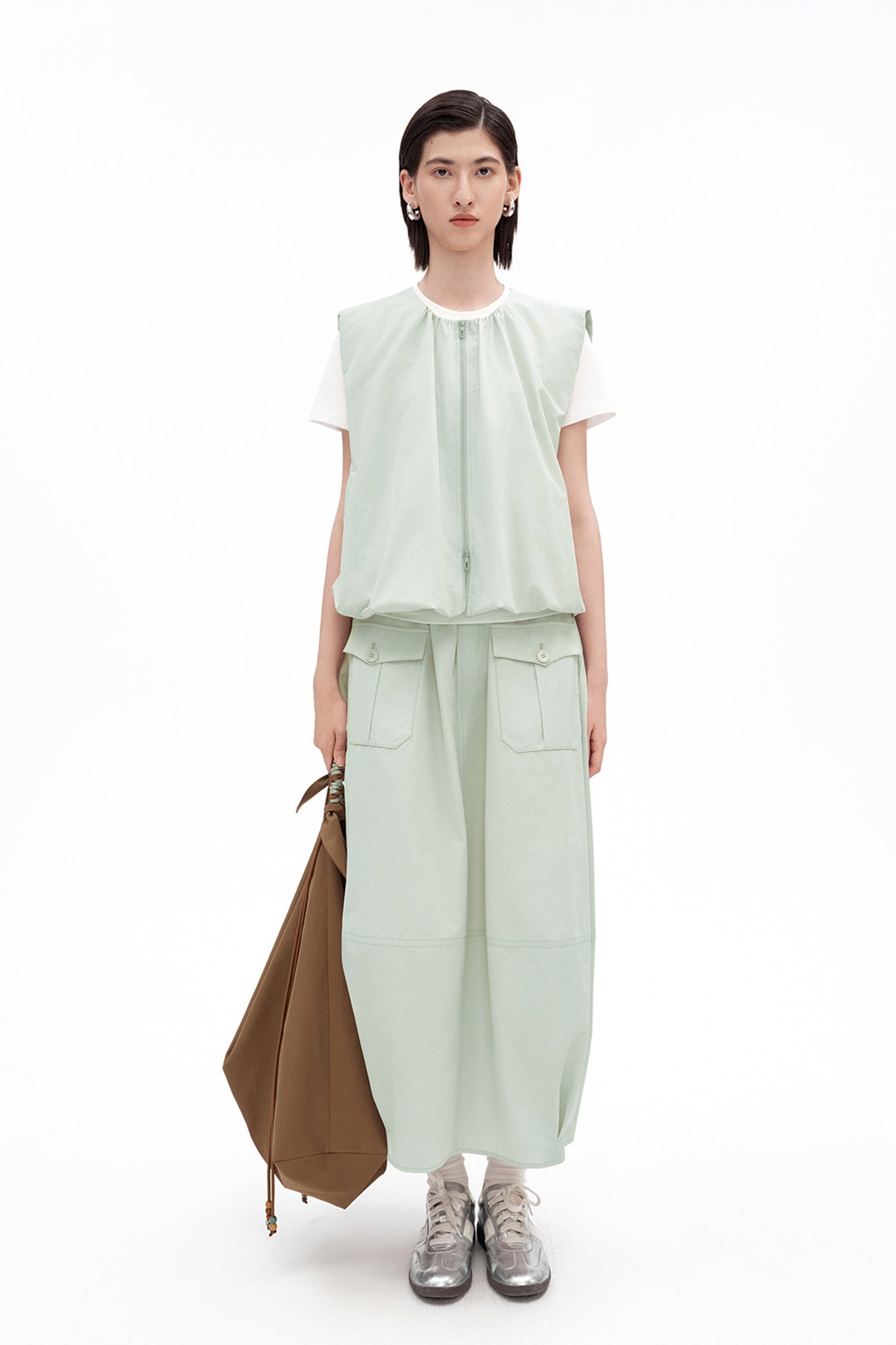 Cotton-Blend Outdoor Cargo Pocket Skirt