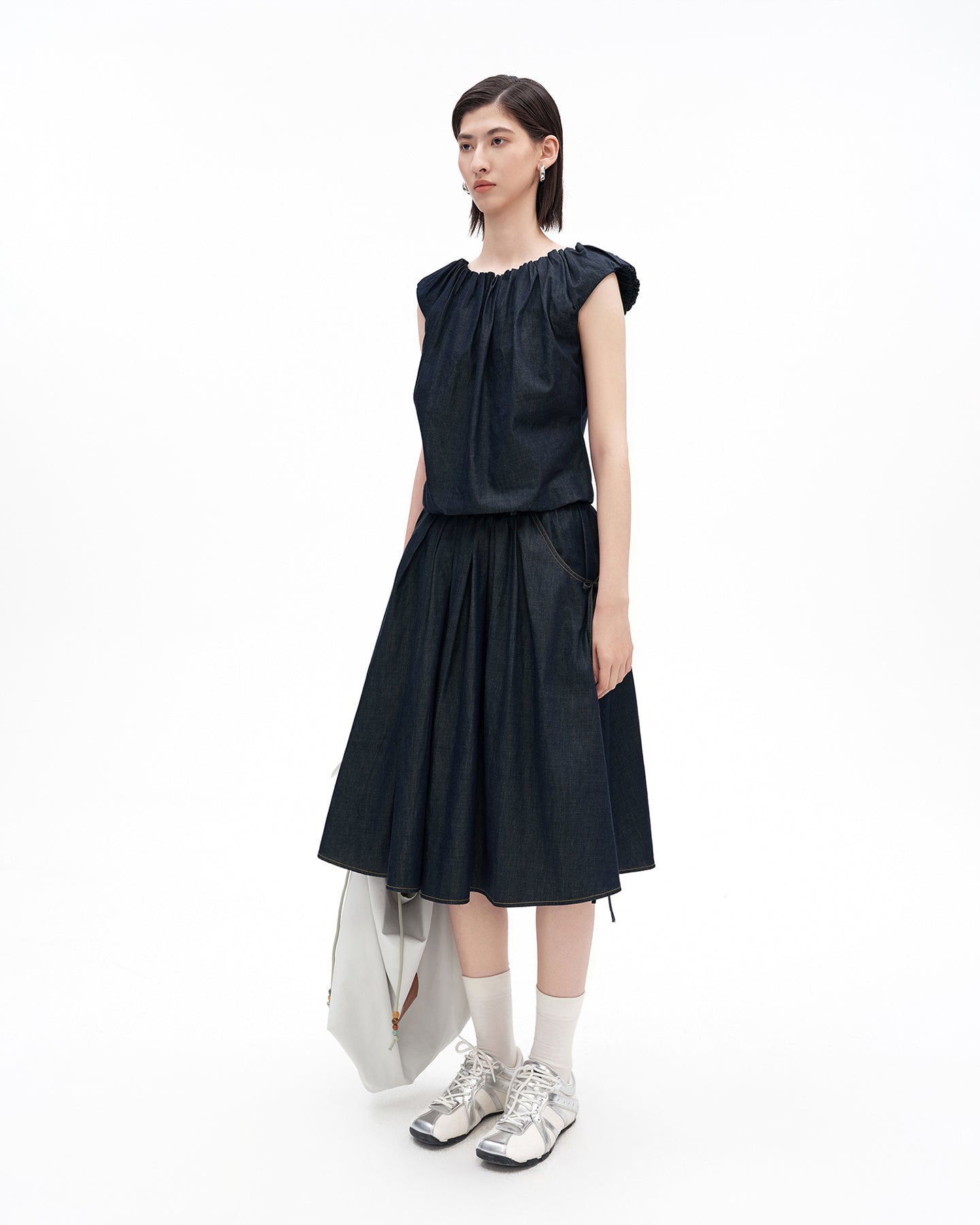 Cotton-Blend Vintage Raw Denim Skirt