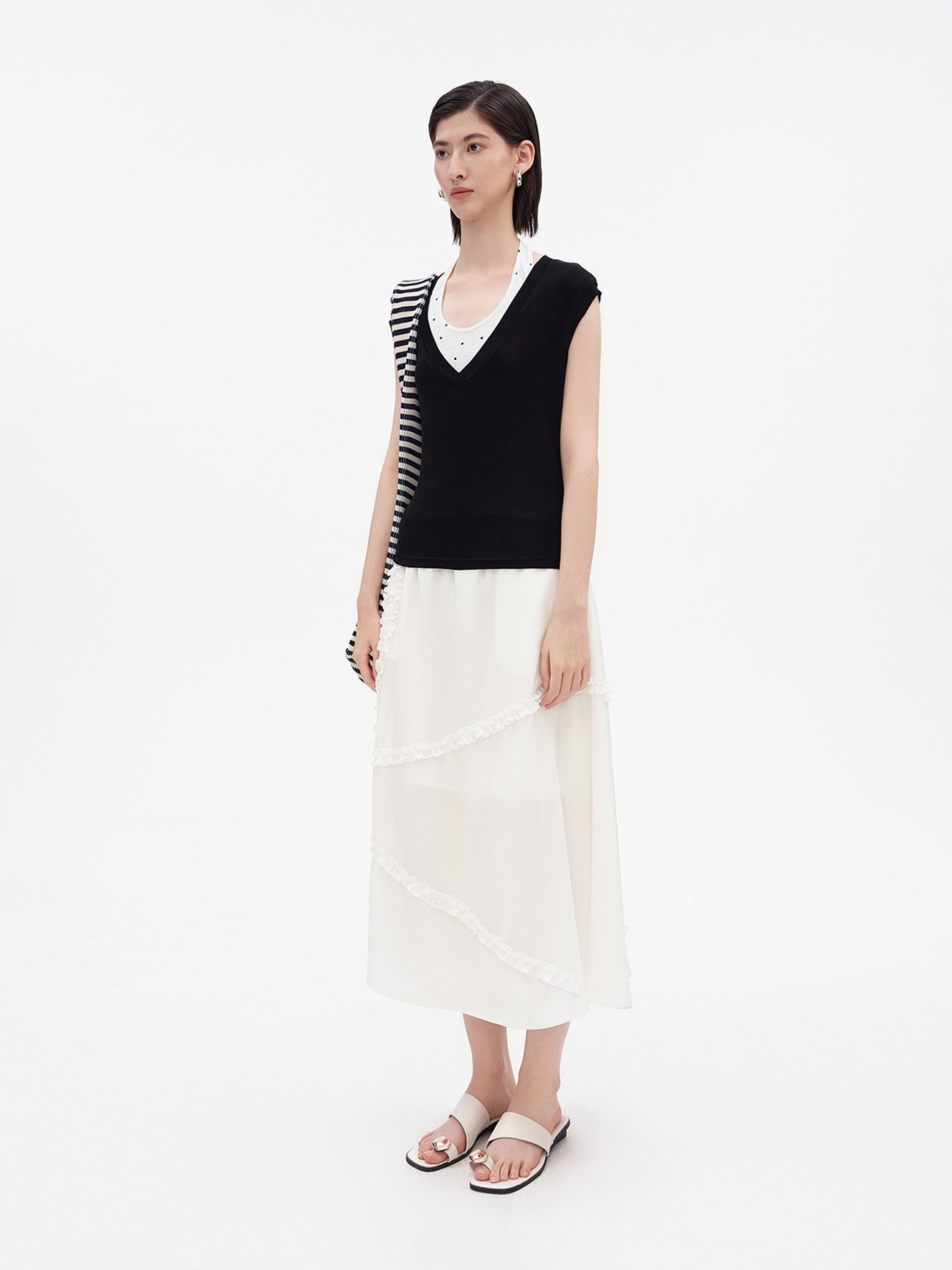 Tencel-Blend V-Neck Sleeveless Top