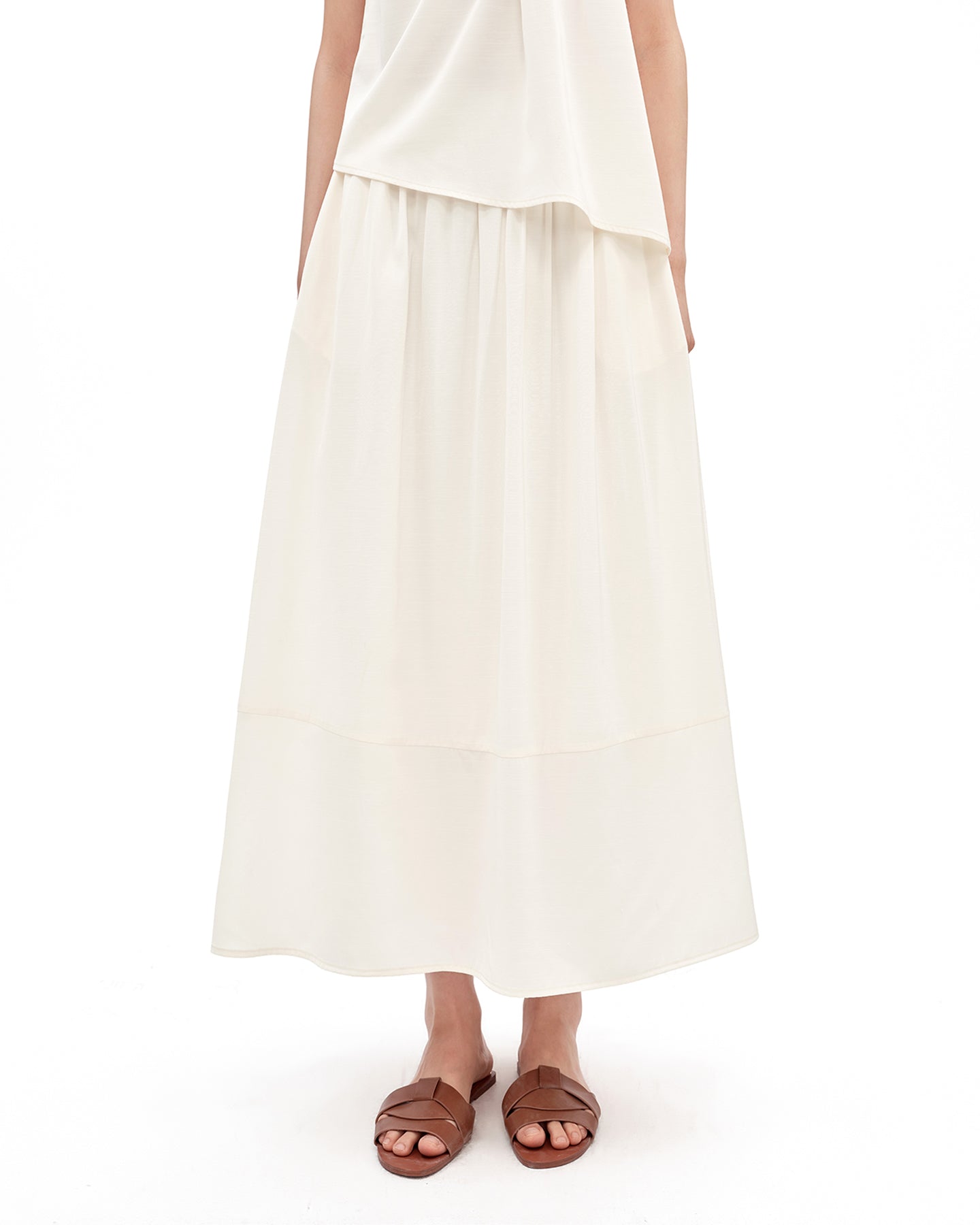 Mulberry Silk-Blend Pleated Sleeveless Vest