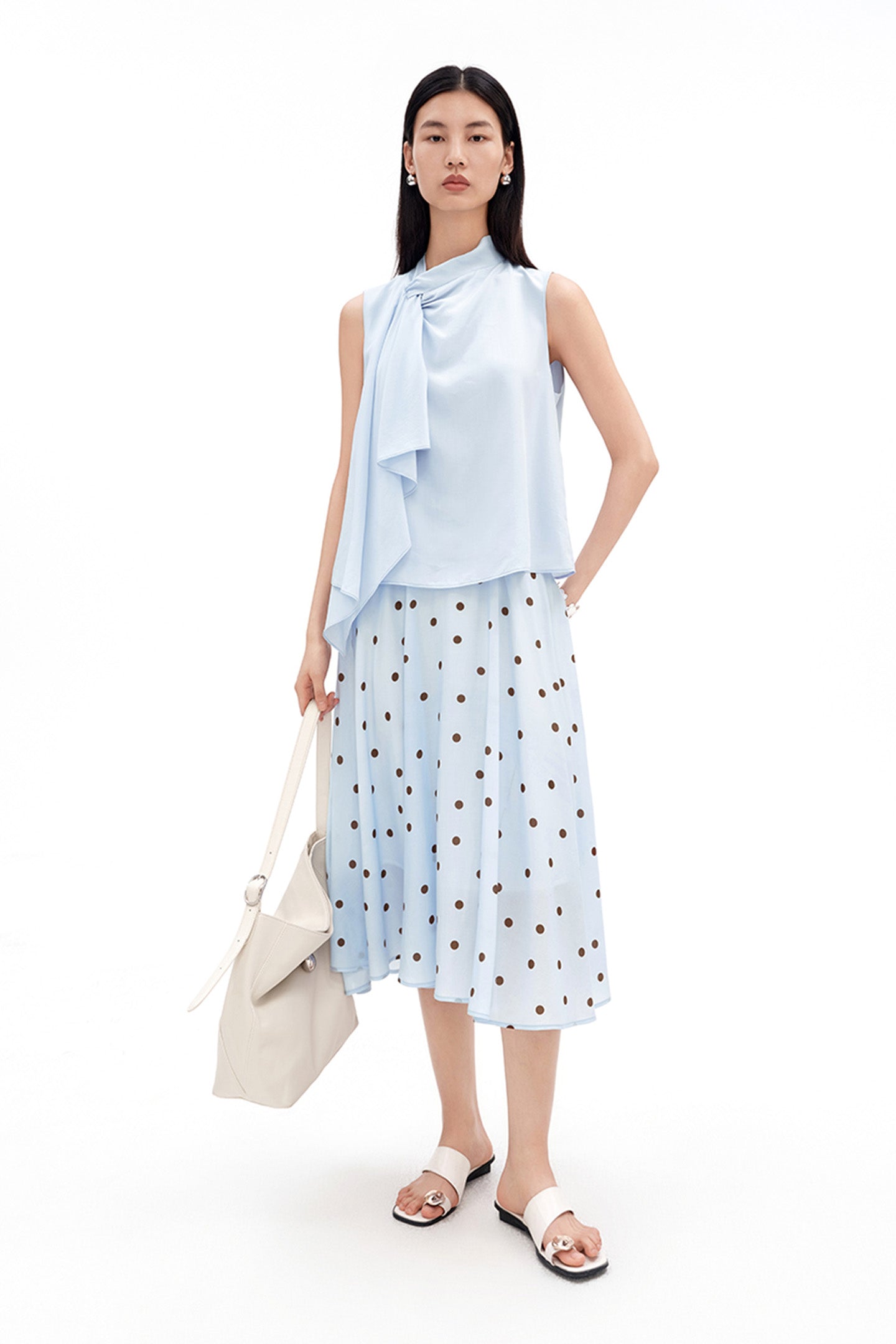 Tencel Sleeveless Scarf-Collar Cami Top