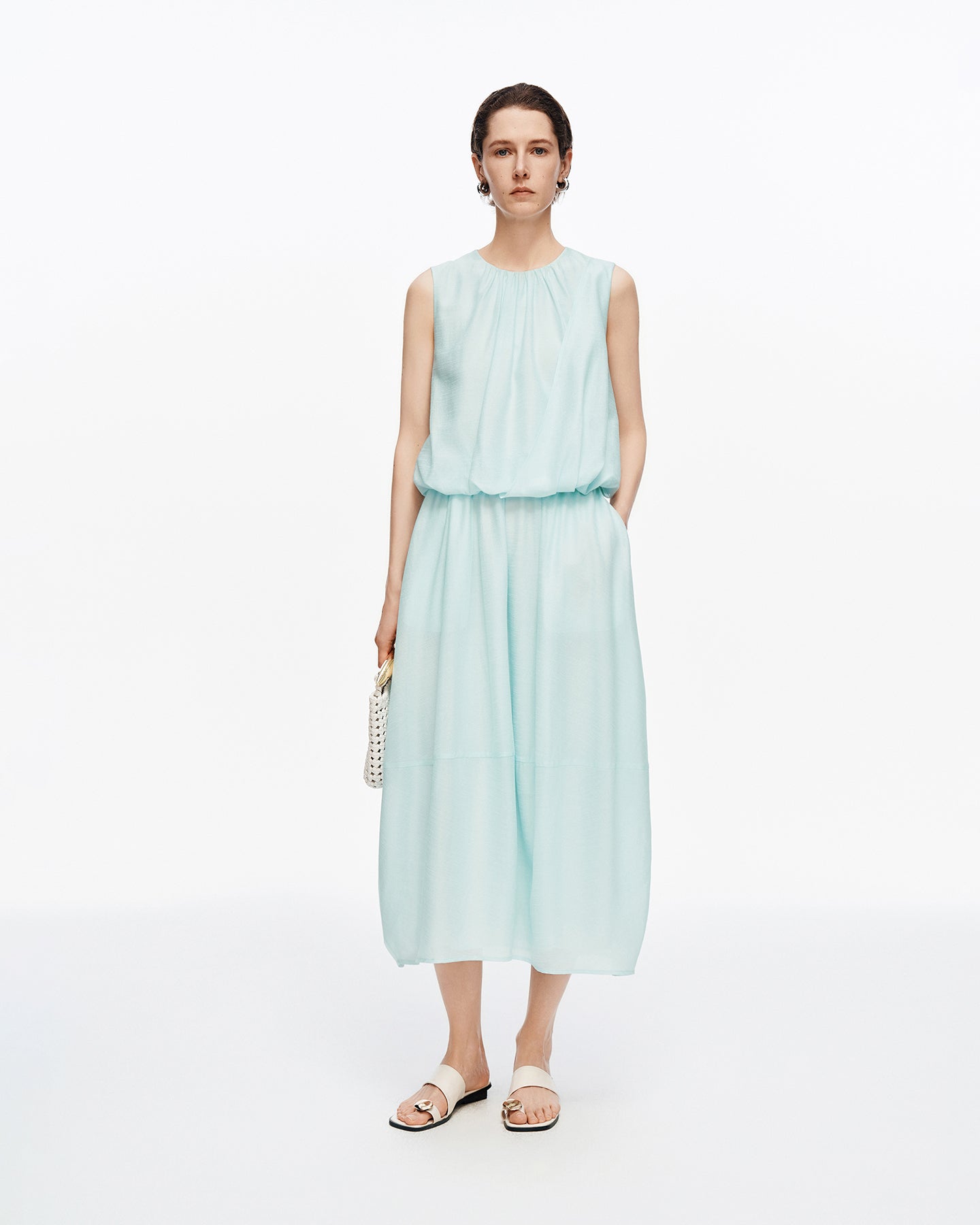 Acetate-blend cocoon-style top and skirt
