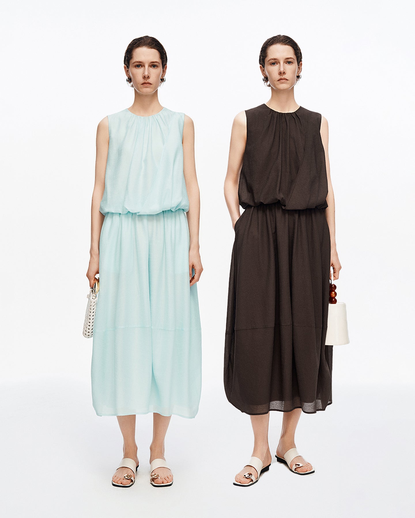 Acetate-blend cocoon-style top and skirt