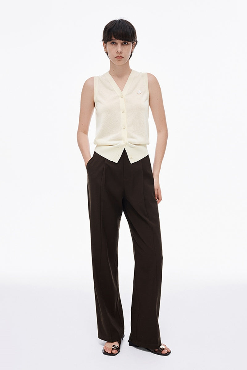 Blended V-Neck Sleeveless Knitted Vest Cardigan