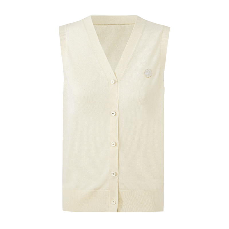 SELFWHO Blended V-Neck Sleeveless Knitted Vest Cardigan