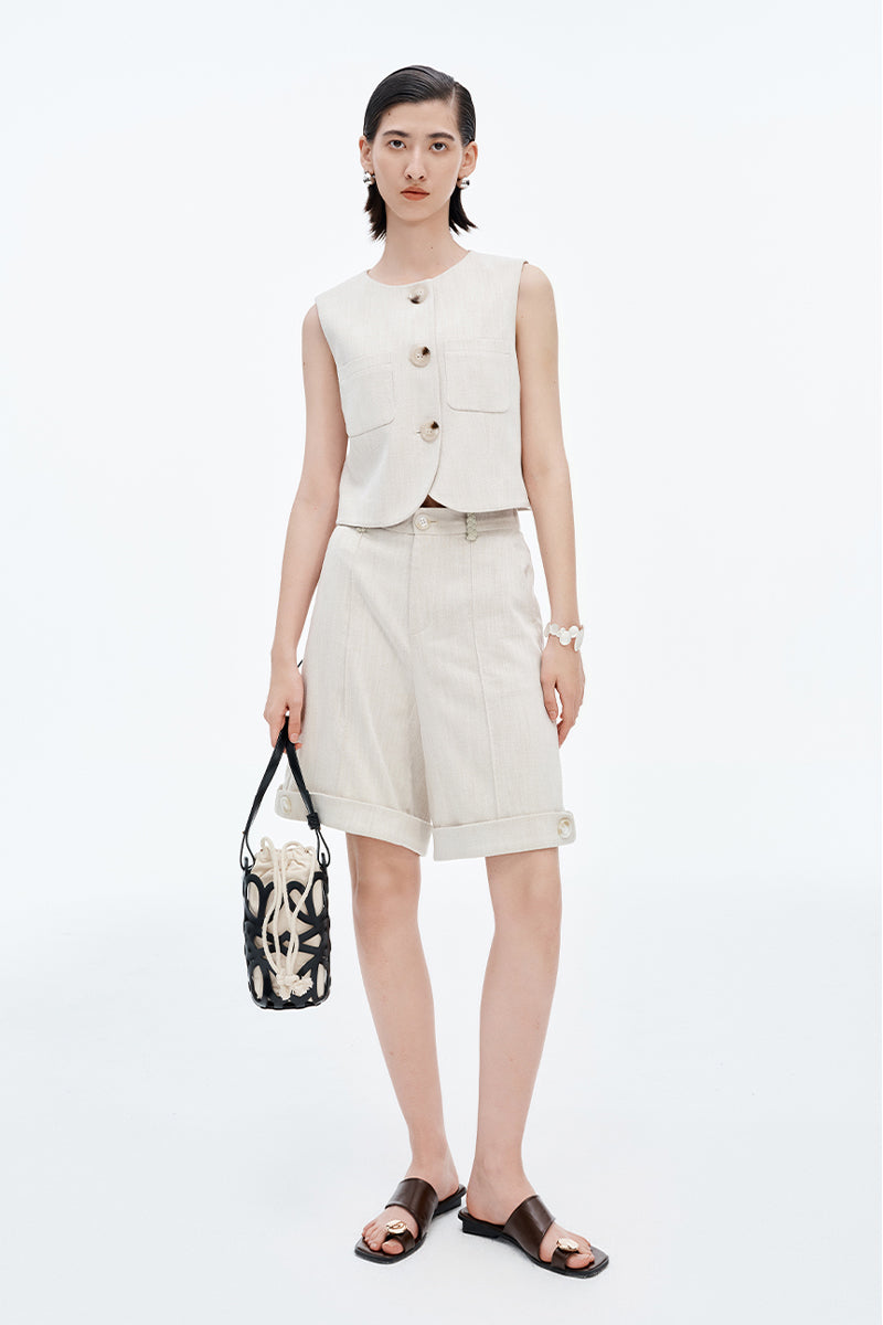 Lyocell Acetate Blended Vest For Women + Shorts
