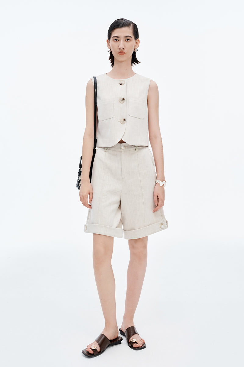 Lyocell Acetate Blended Vest For Women + Shorts
