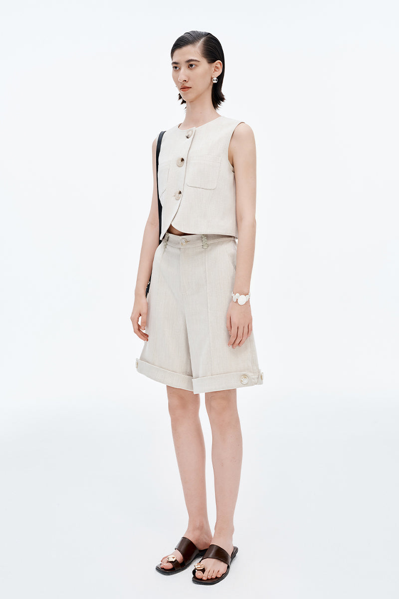 Lyocell Acetate Blended Vest For Women + Shorts
