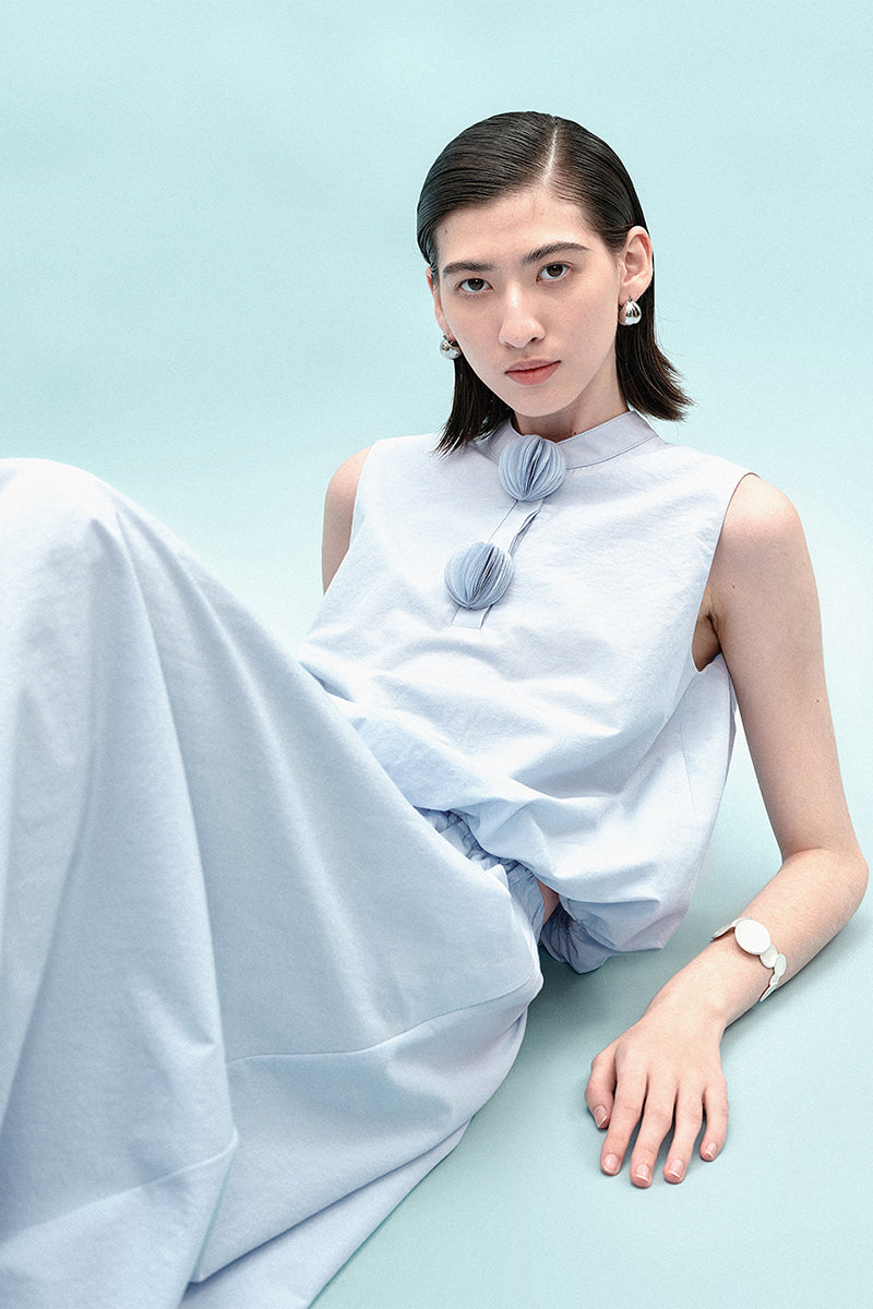 SELFWHO Cotton Blended Stand-Up Collar Bud Vest